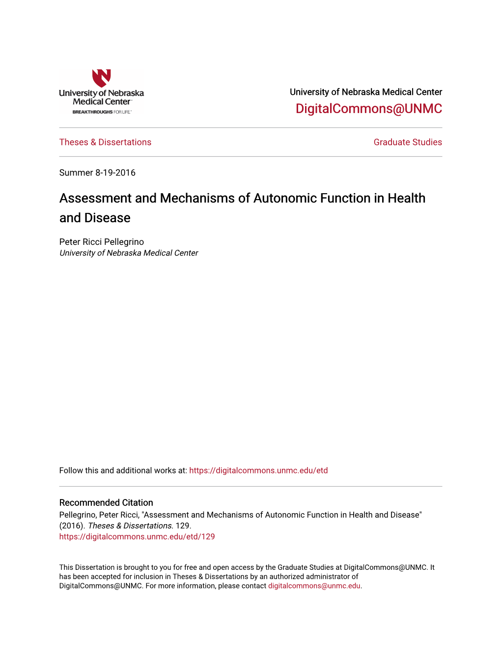 Assessment and Mechanisms of Autonomic Function in Health and Disease