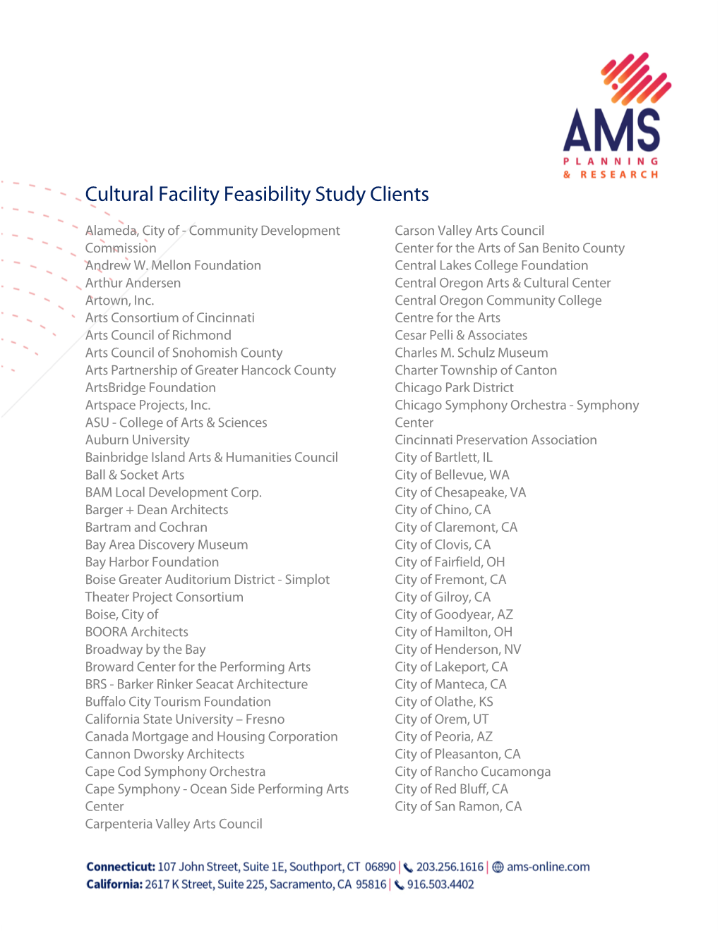 Cultural Facility Feasibility Study Clients