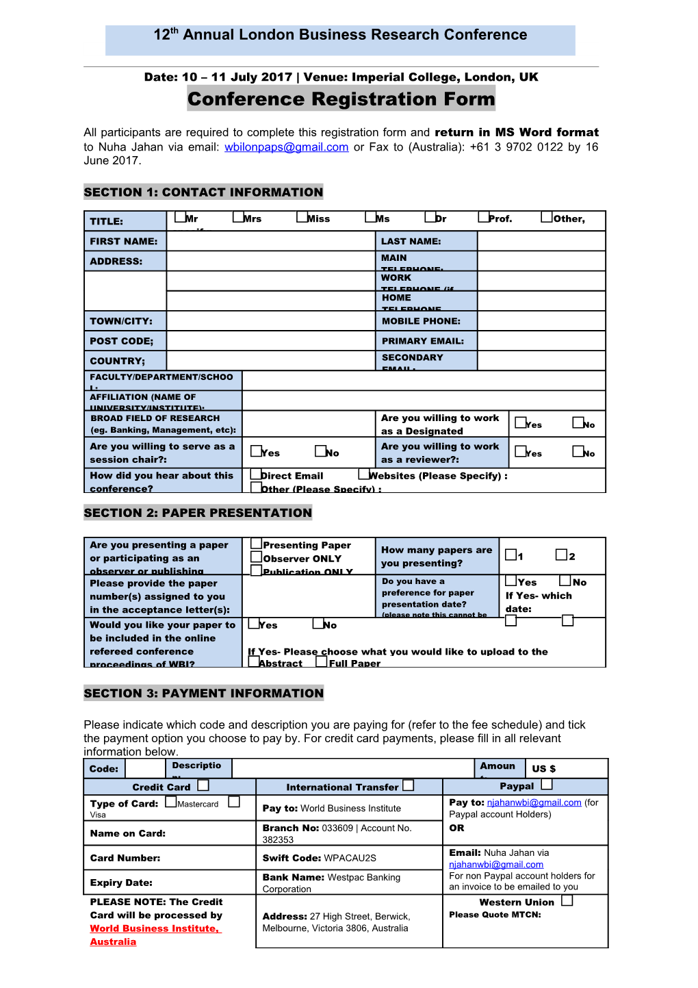 Club Membership Form Template