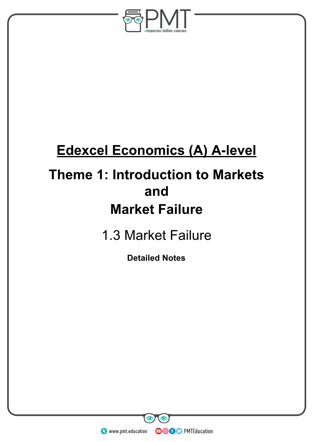 Topic 1.3. Market Failure