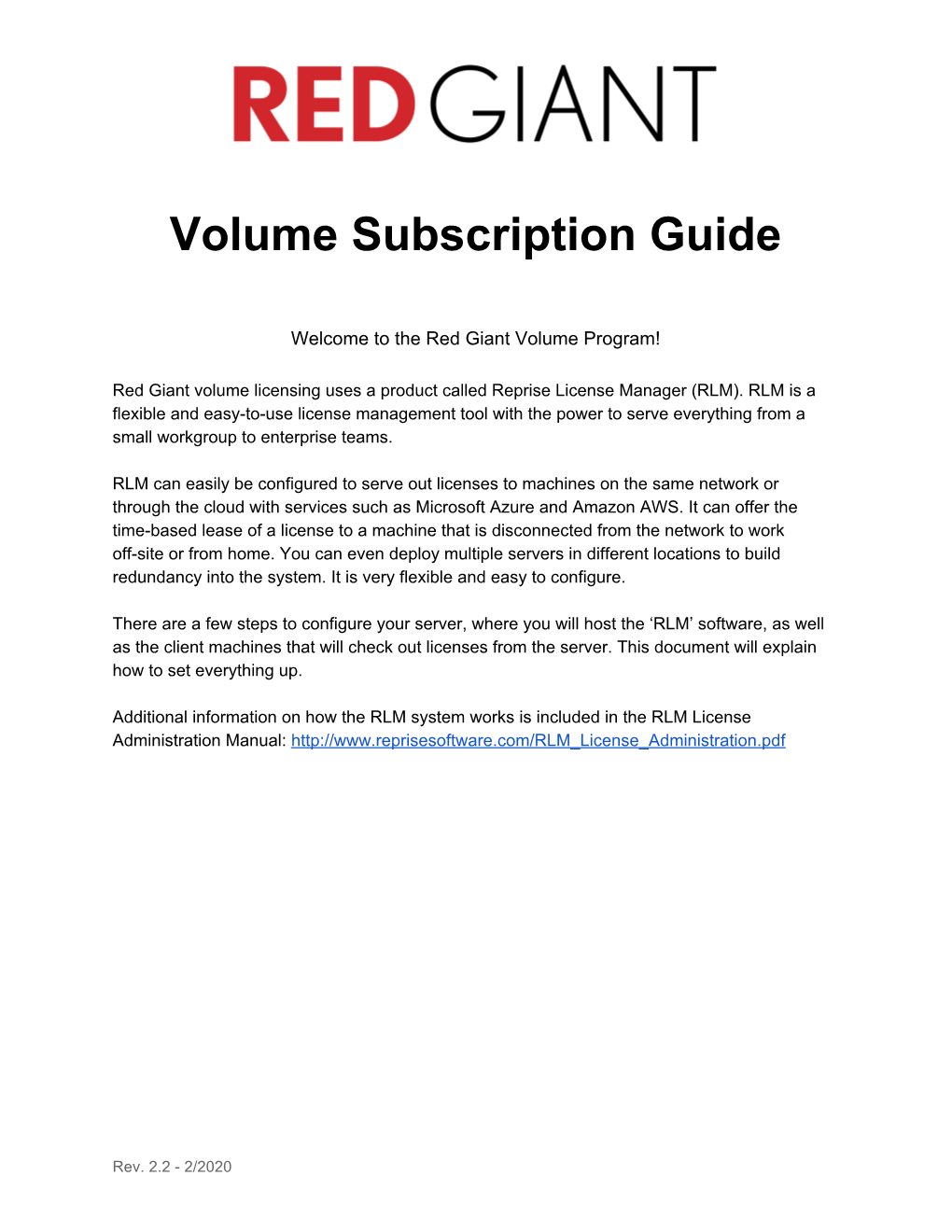 Volume Subscription Guide