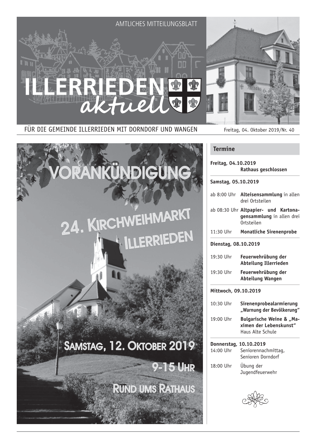 Mitteilungsblatt Nr. 40-2019 Vom 04.10.2019