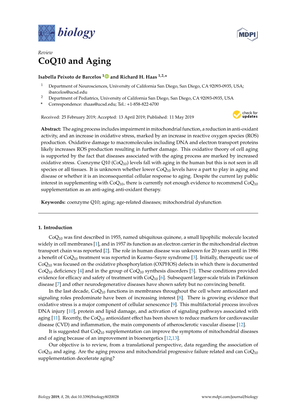 Coq10 and Aging