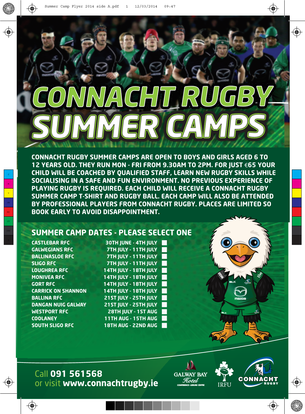 Connacht Rugby Summer Camps Are Open to Boys and Girls Aged 6 to 12 Years Old