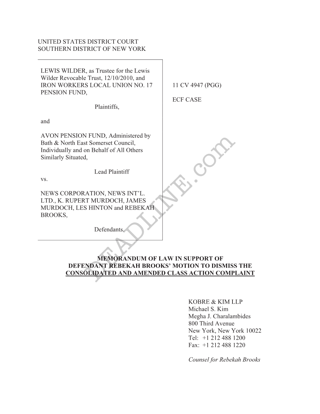 DEADLINE.Com and AMENDED CLASS ACTION COMPLAINT