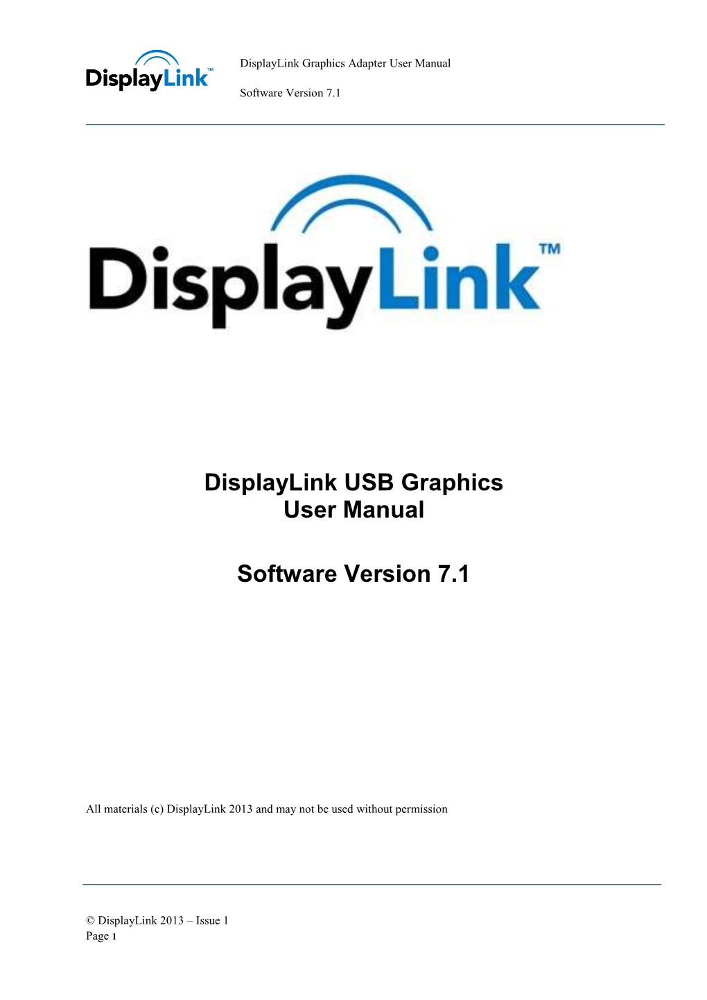 Displaylink USB Graphics User Manual Software Version