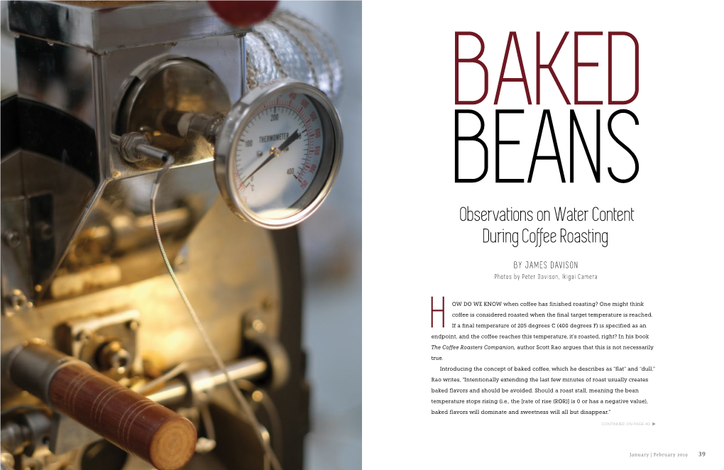 Observations on Water Content During Coffee Roasting