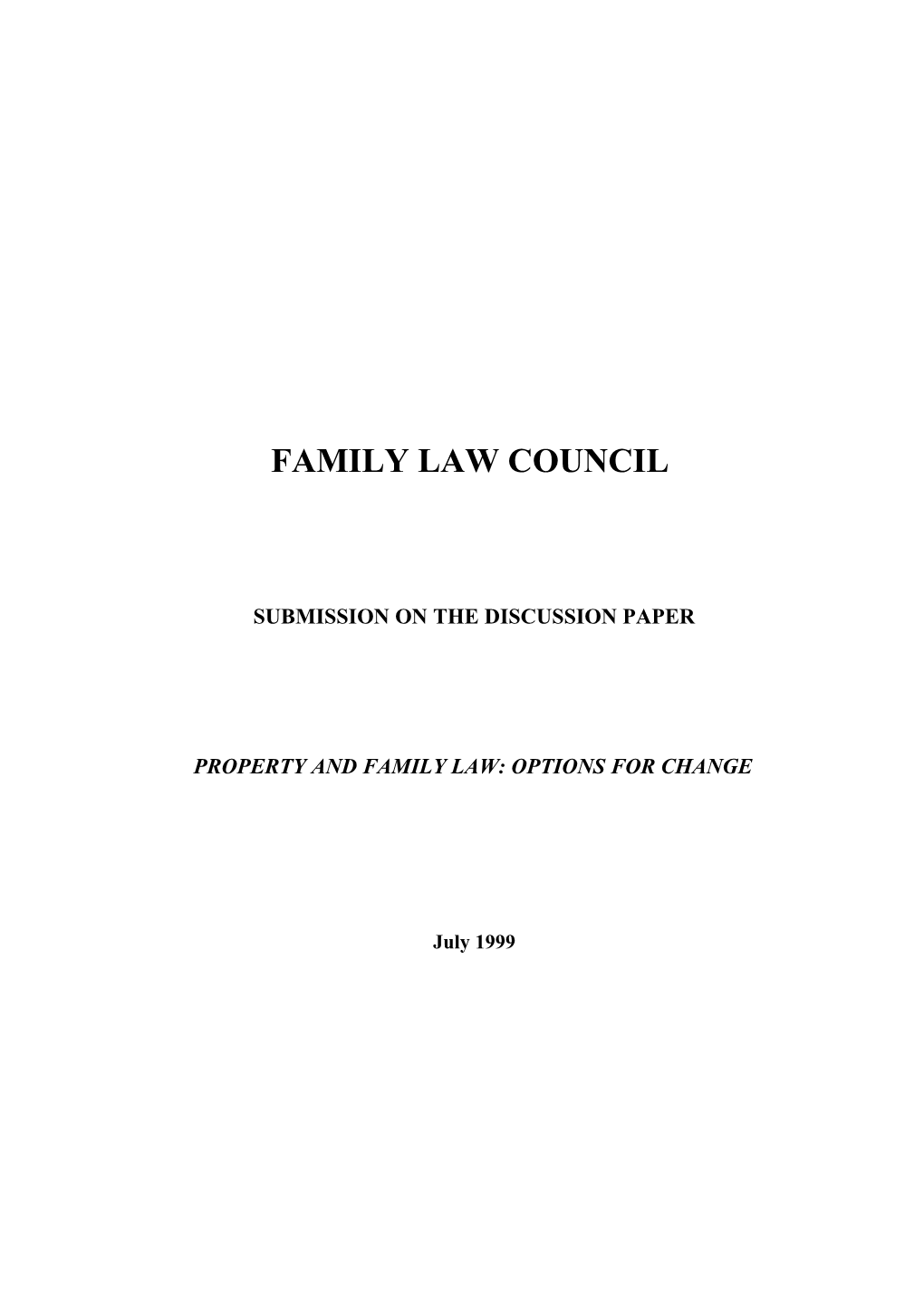 Submission on Property and Family Law - Options for Change