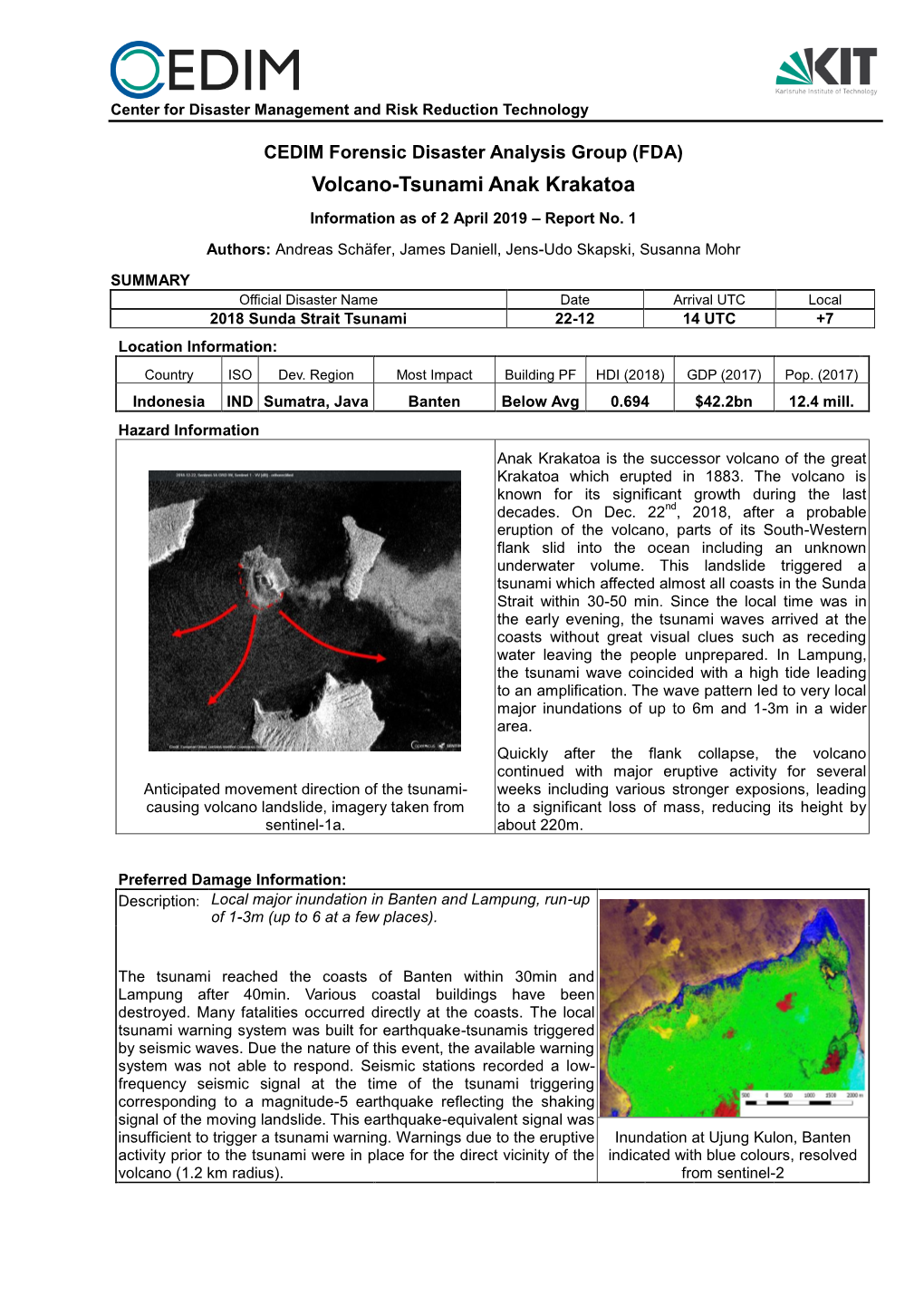 Volcano-Tsunami Anak Krakatoa Information As of 2 April 2019 – Report No