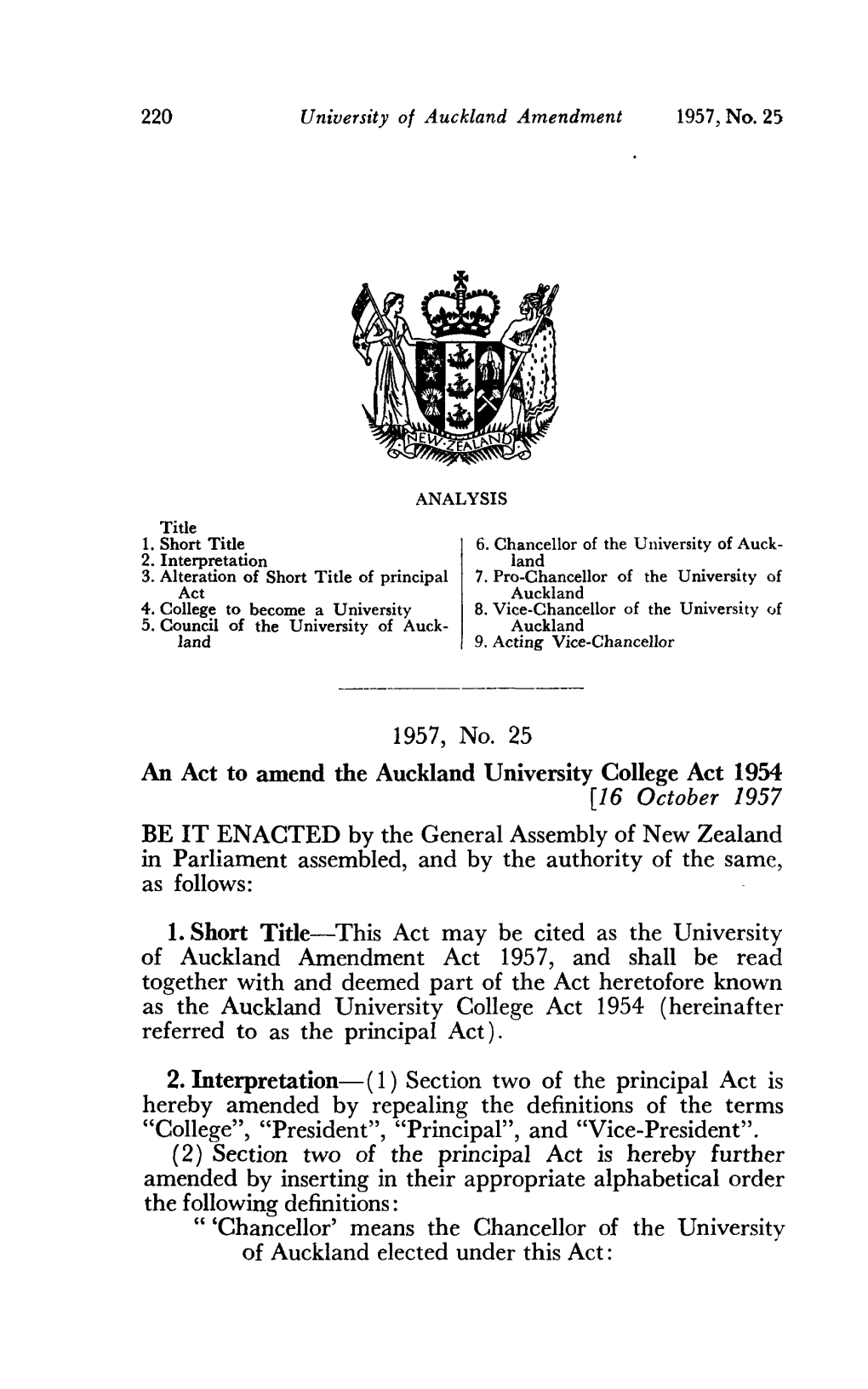 1957 No 1957 University of Auckland Amendment