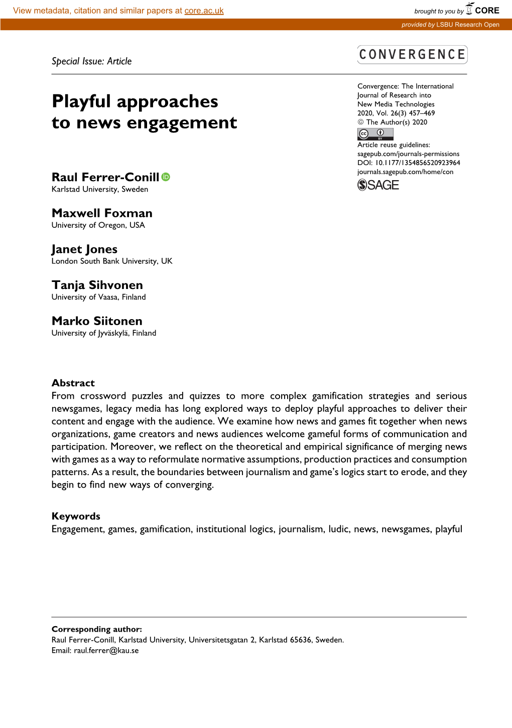 Playful Approaches to News Engagement