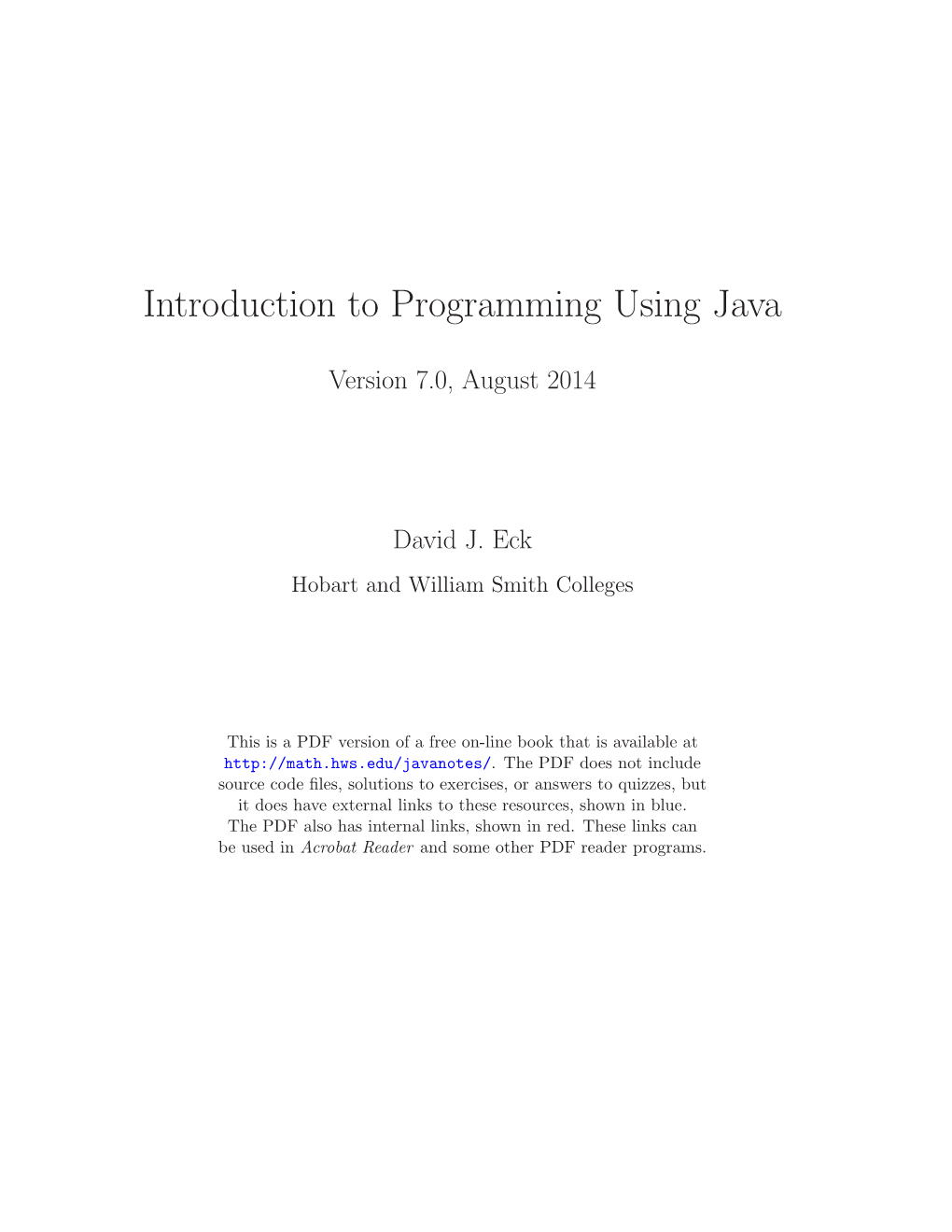 Introduction to Programming Using Java