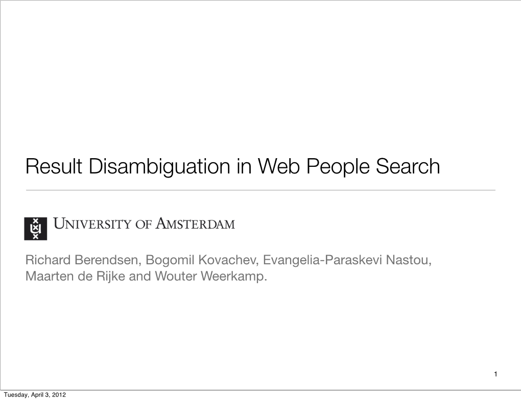 Result Disambiguation in Web People Search