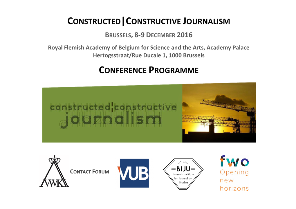 Constructive Journalism Conference Programme