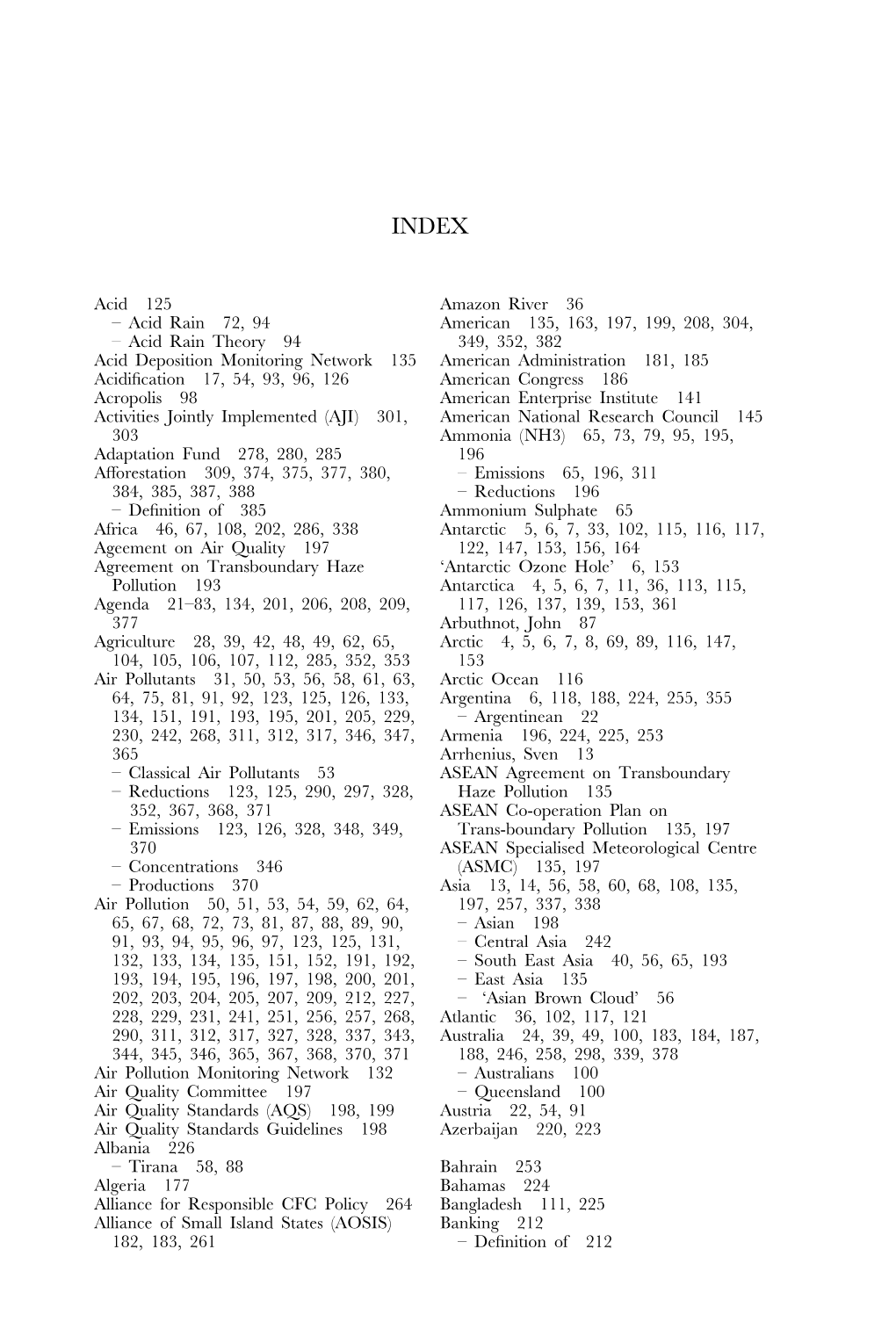 Acid Rain Theory 94 Acid Deposition Monitoring Network 135