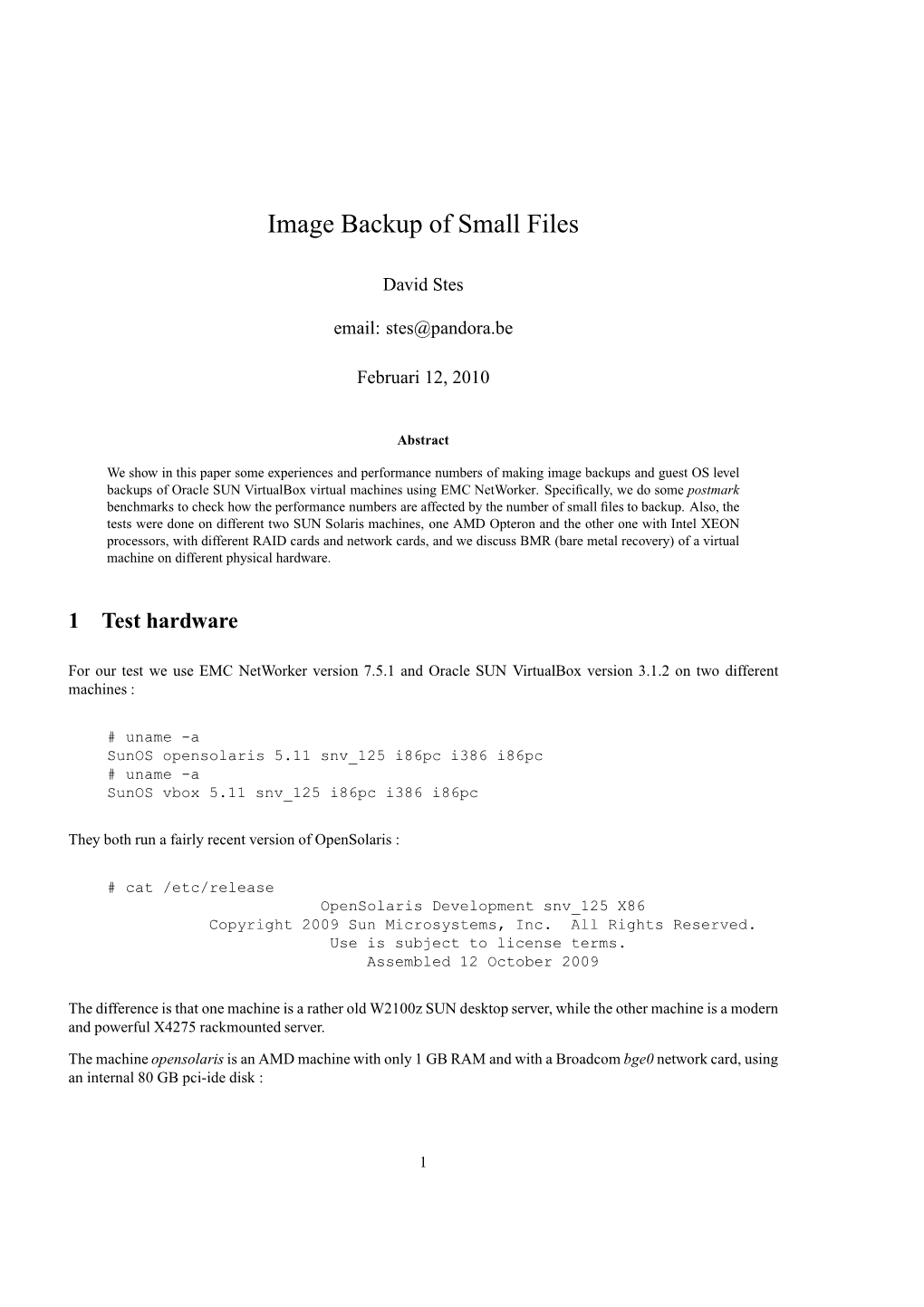 Image Backup of Small Files