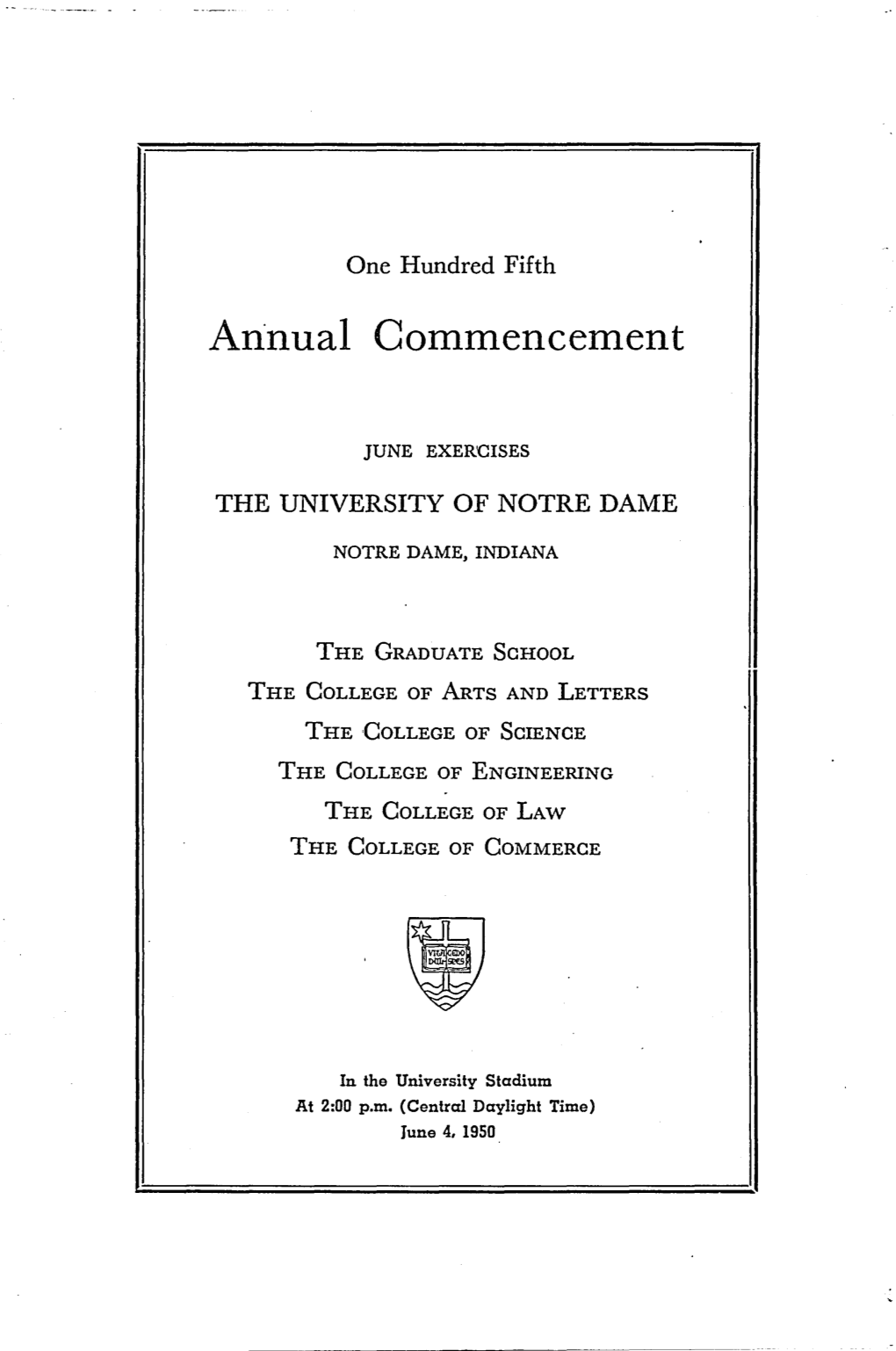 1950-06-04 University of Notre Dame Commencement Program