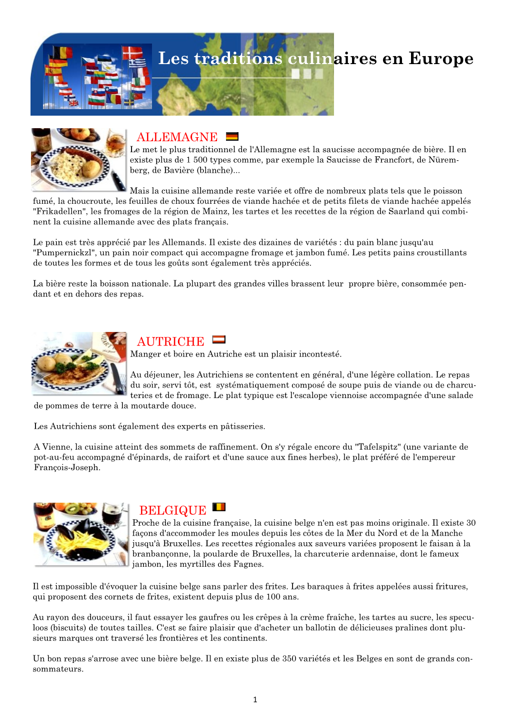 Les Traditions Culinaires En Europe