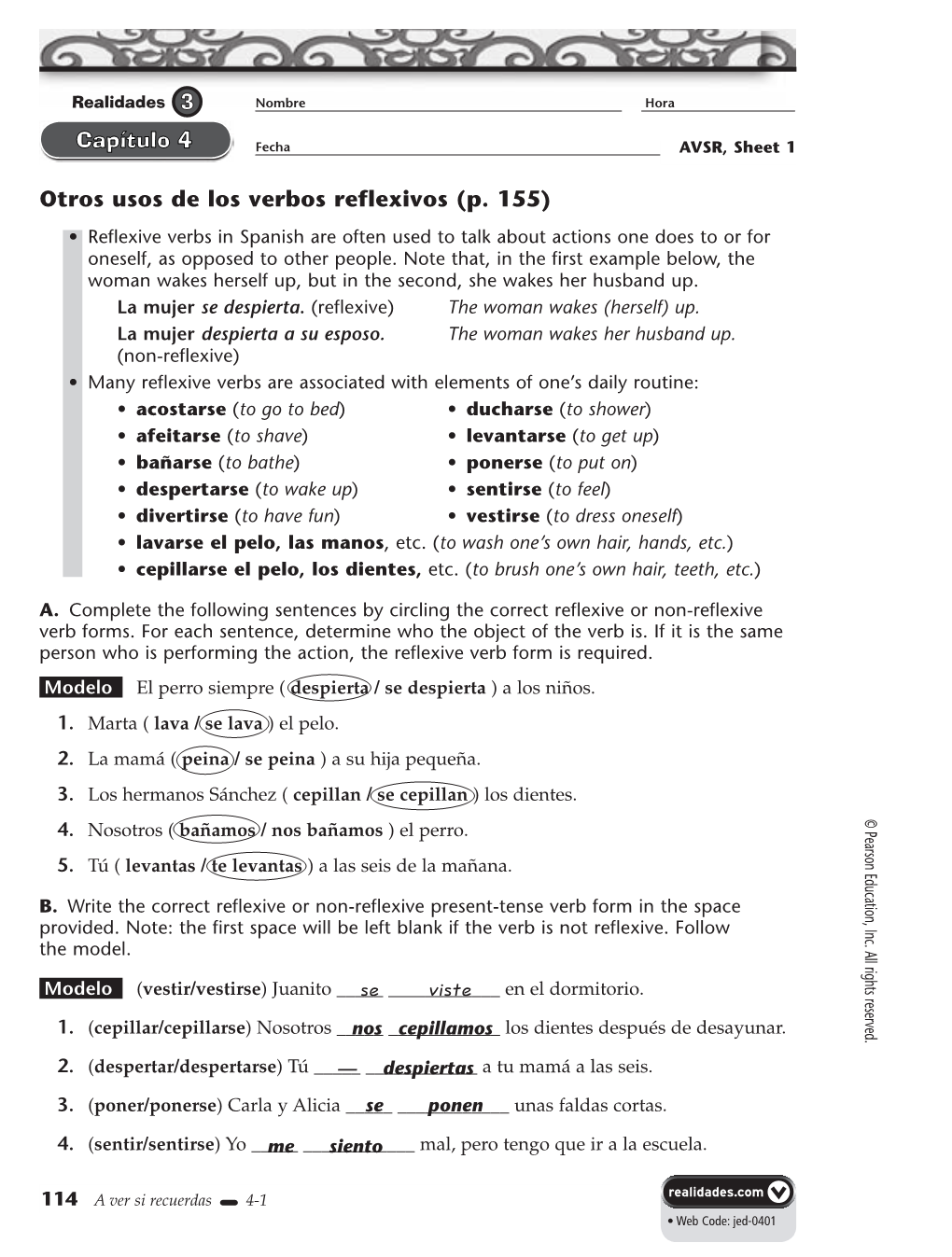 Se Viste Otros Usos De Los Verbos Reflexivos (P. 155)