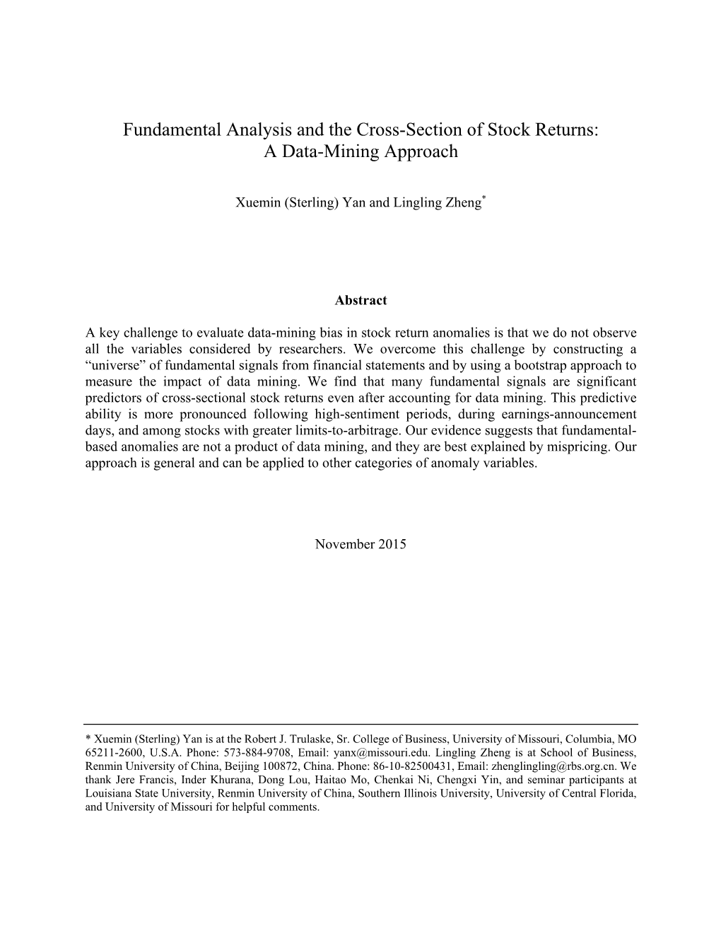 Fundamental Analysis and the Cross-Section of Stock Returns: a Data-Mining Approach