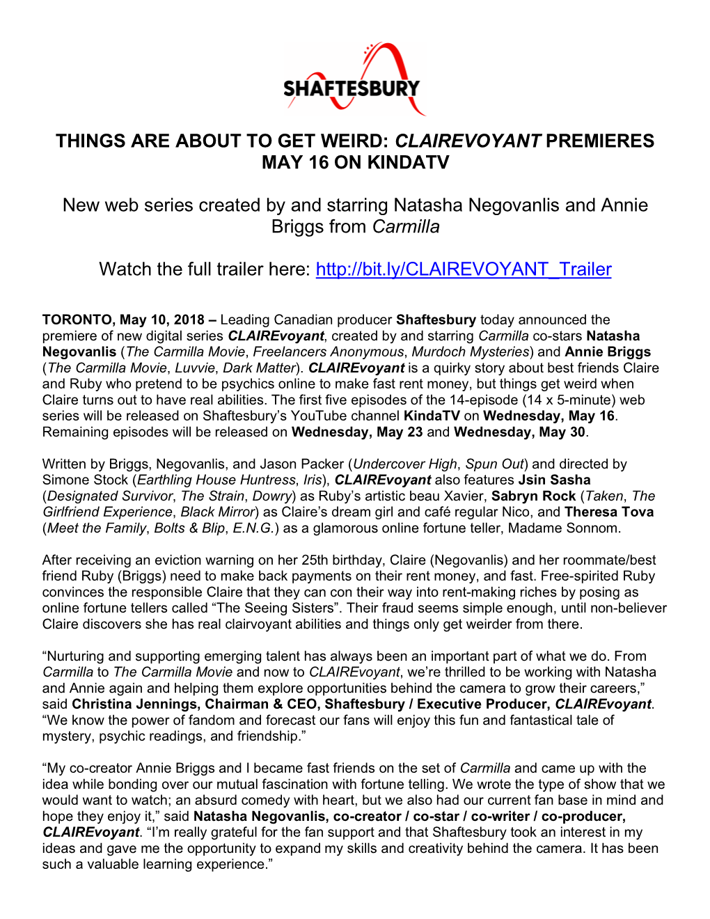 Clairevoyant Premieres May 16 on Kindatv