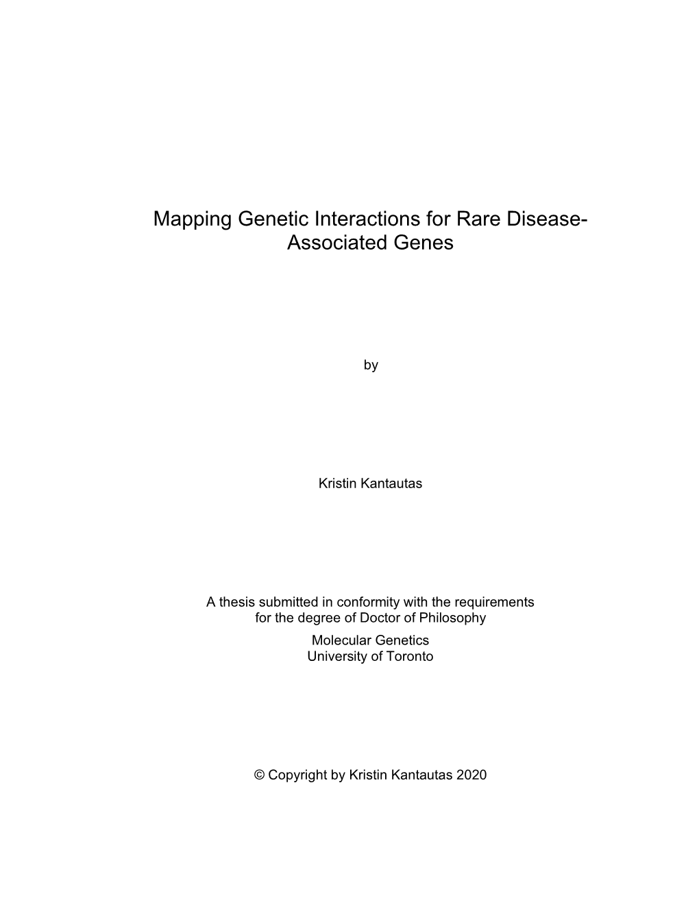 Mapping Genetic Interactions for Rare Disease- Associated Genes