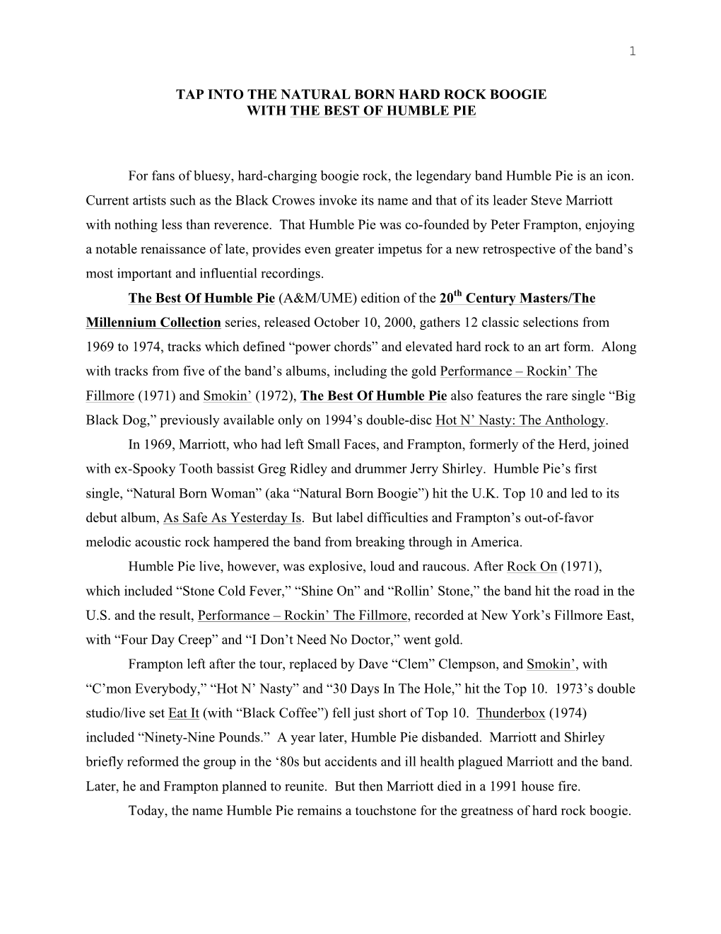 20Th Century Masters Press Release