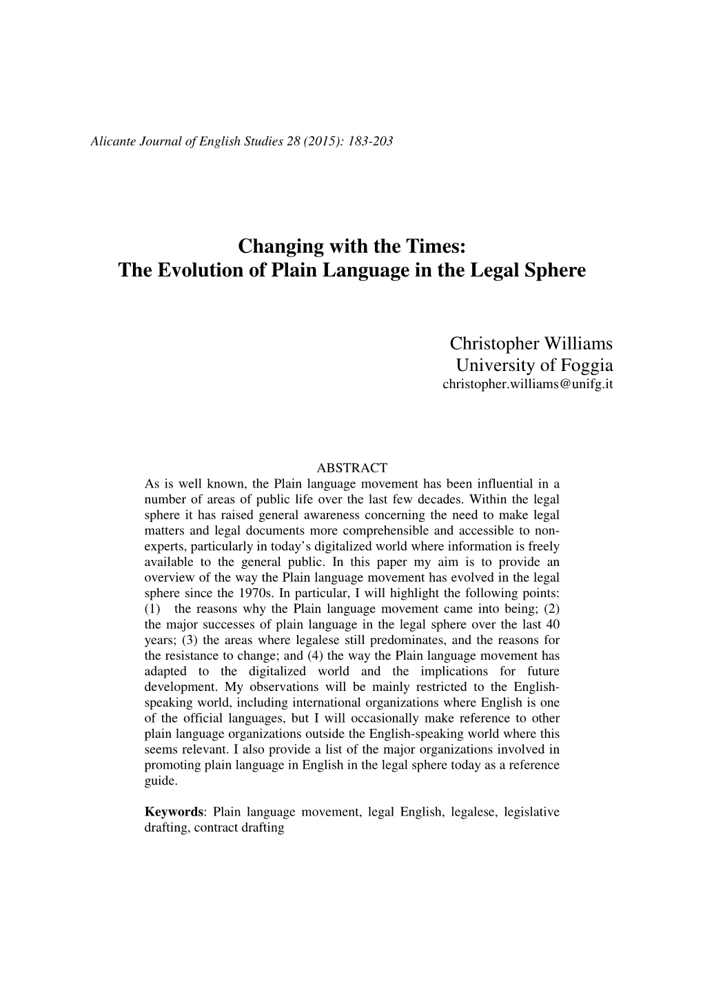 The Evolution of Plain Language in the Legal Sphere