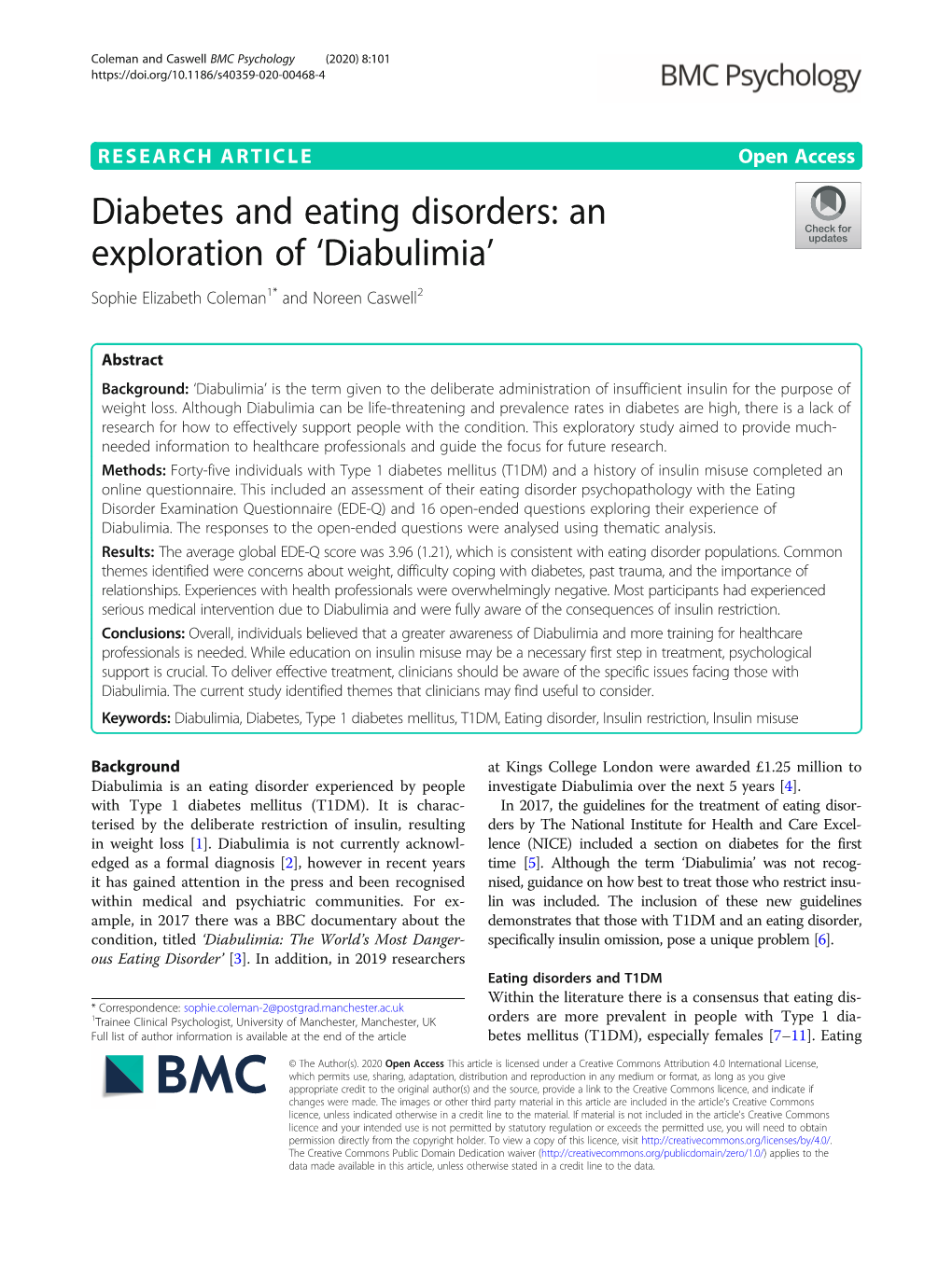 Diabetes and Eating Disorders: an Exploration of 'Diabulimia'