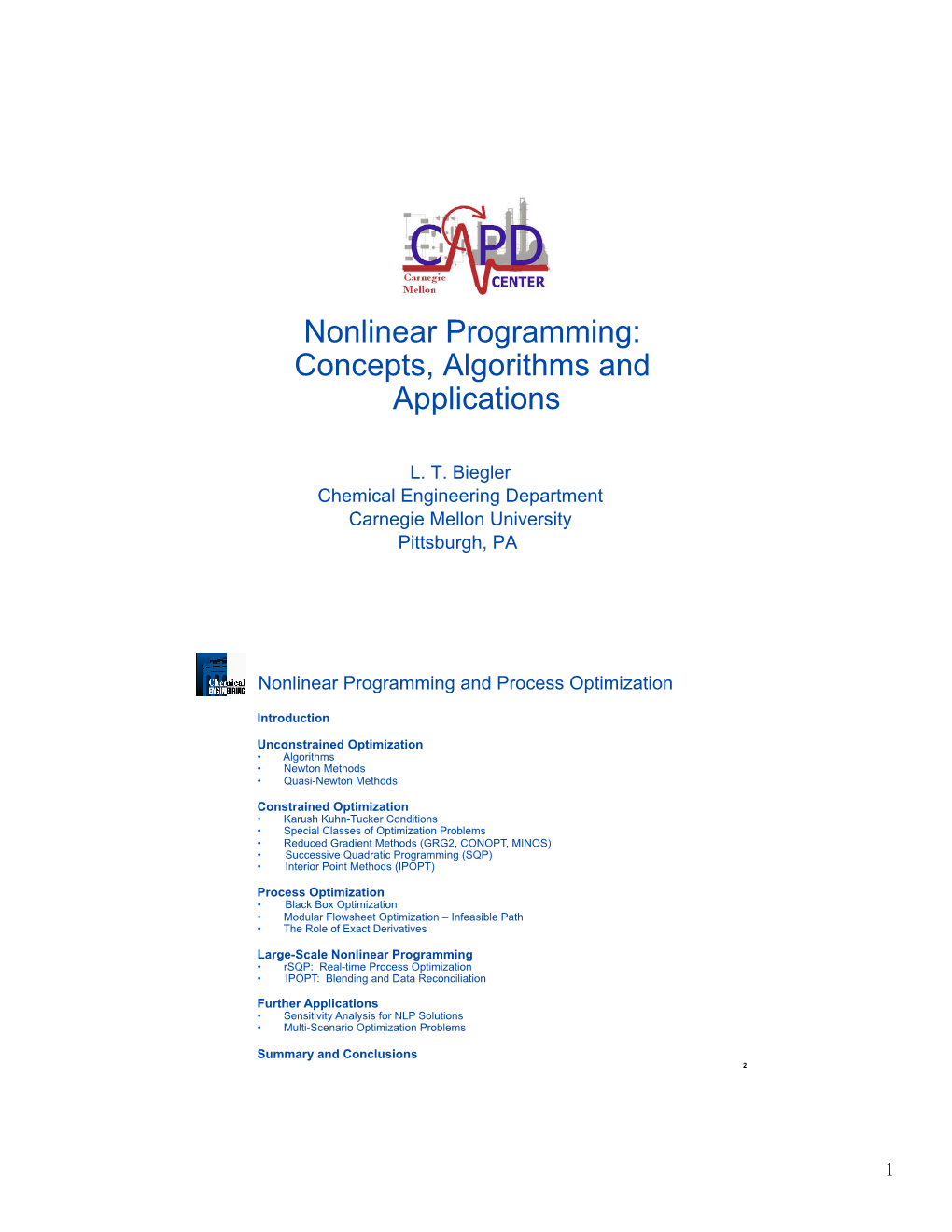 Nonlinear Programming: Concepts, Algorithms and Applications