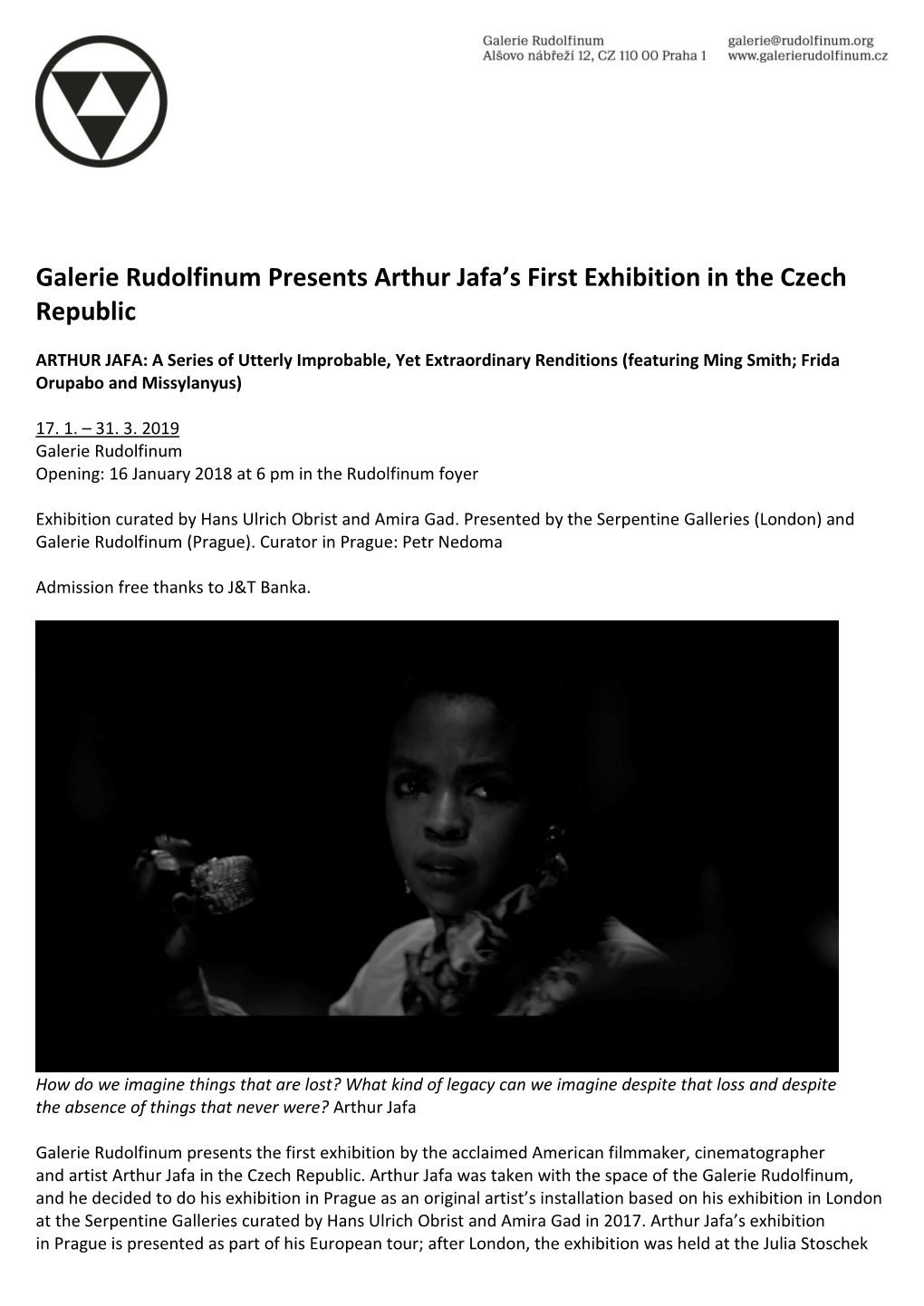 Galerie Rudolfinum Presents Arthur Jafa's First Exhibition in the Czech