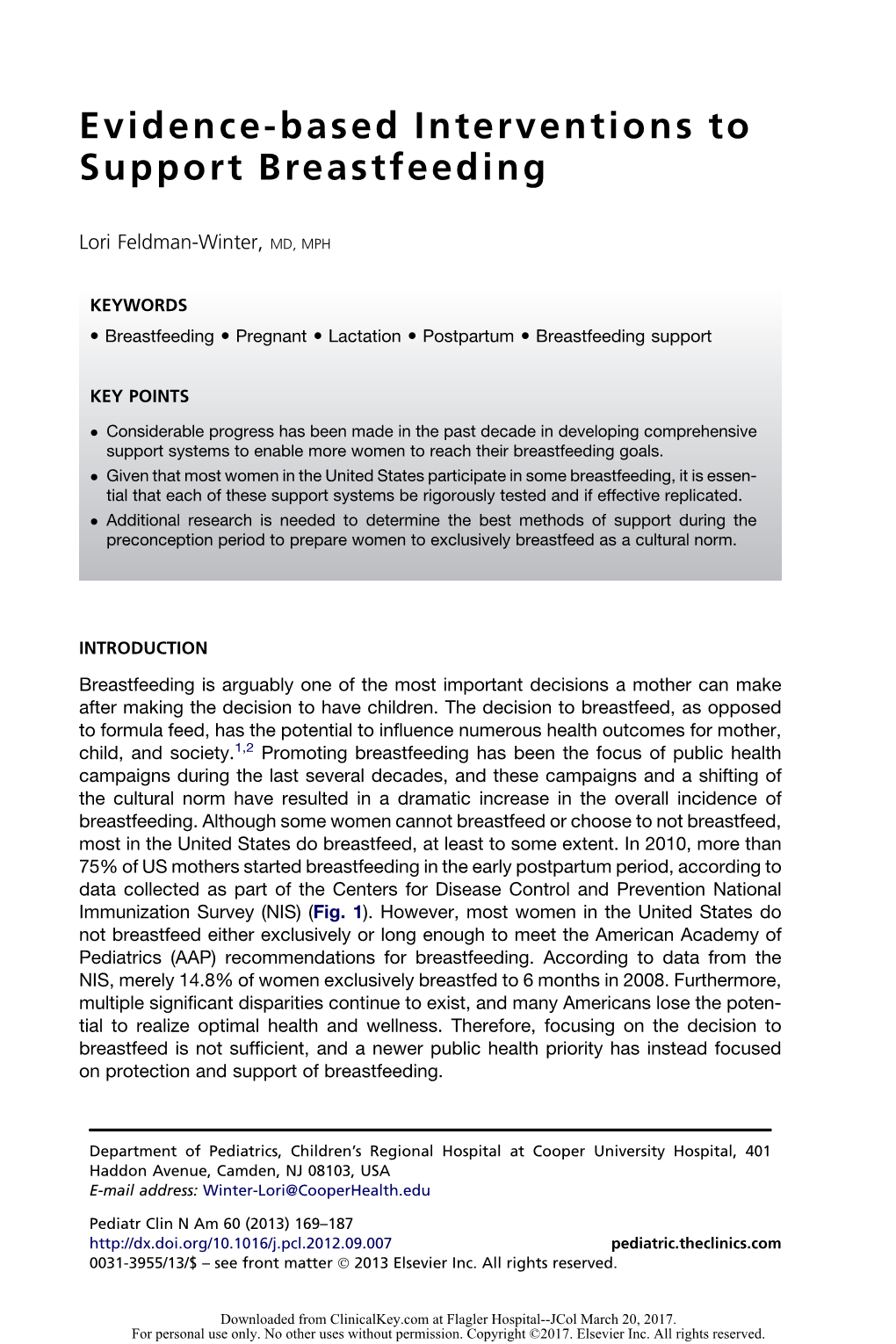 Evidence-Based Interventions to Support Breastfeeding