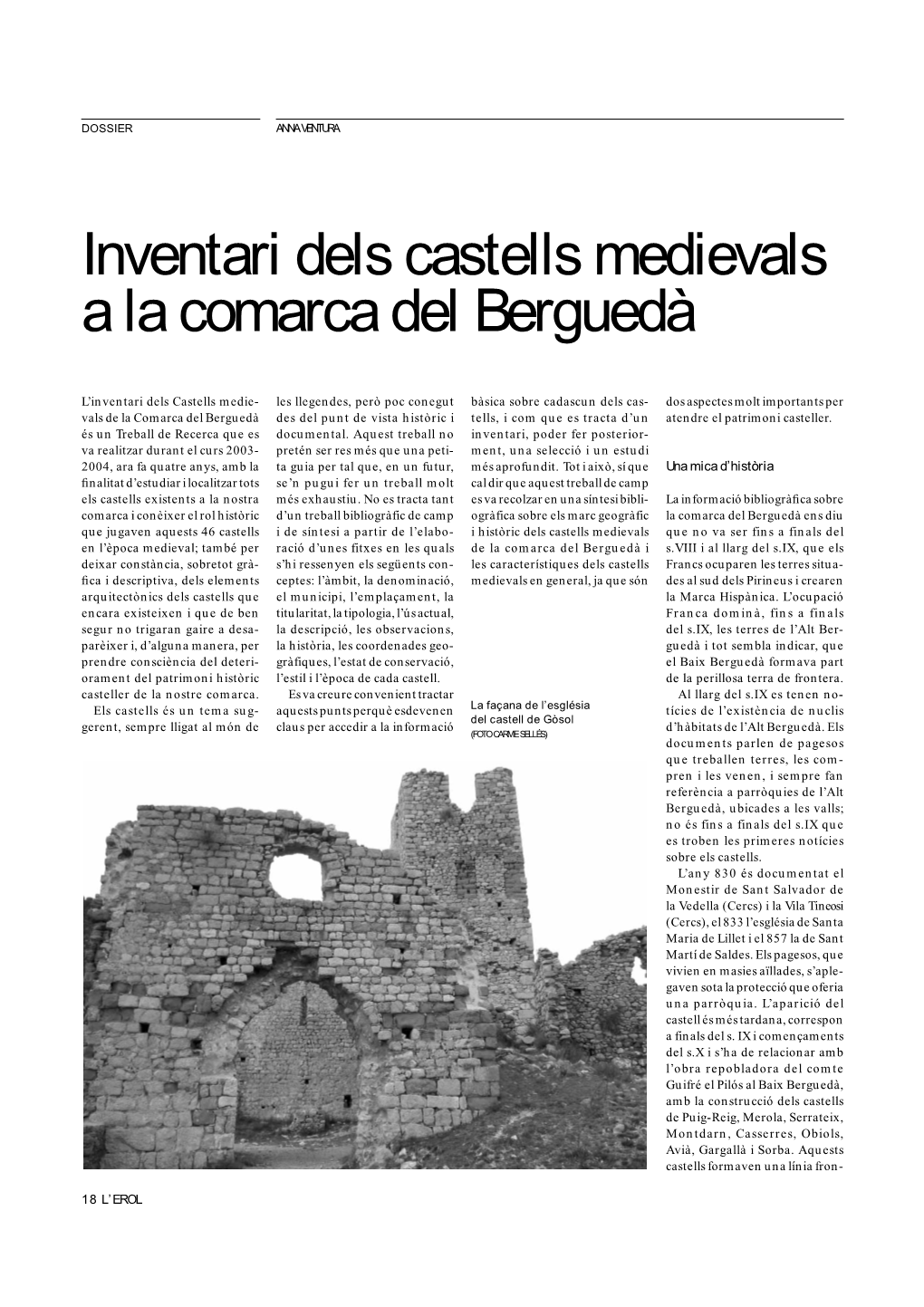 Inventari Dels Castells Medievals a La Comarca Del Berguedà