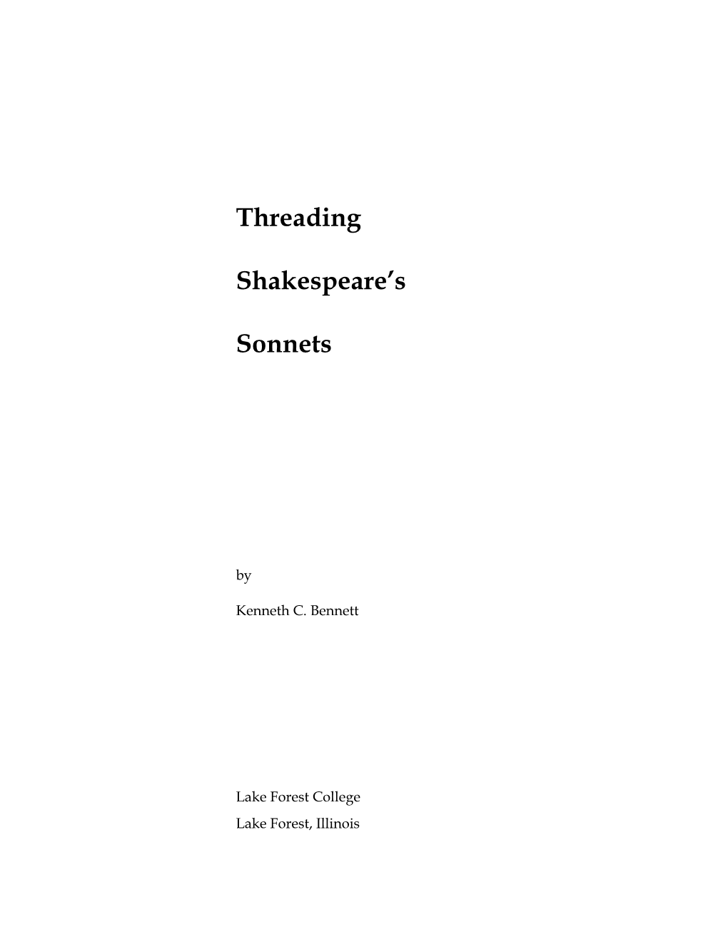 Threading Shakespeare's Sonnets