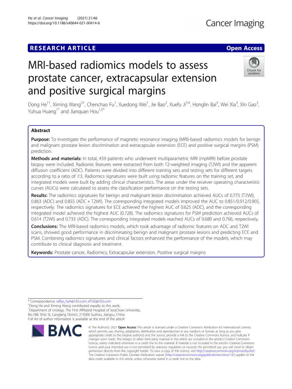 MRI-Based Radiomics Models to Assess Prostate Cancer