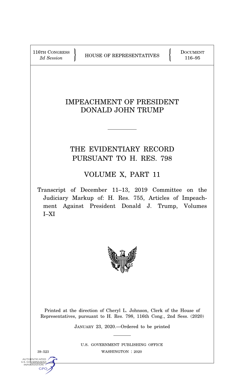 Impeachment of President Donald John Trump The