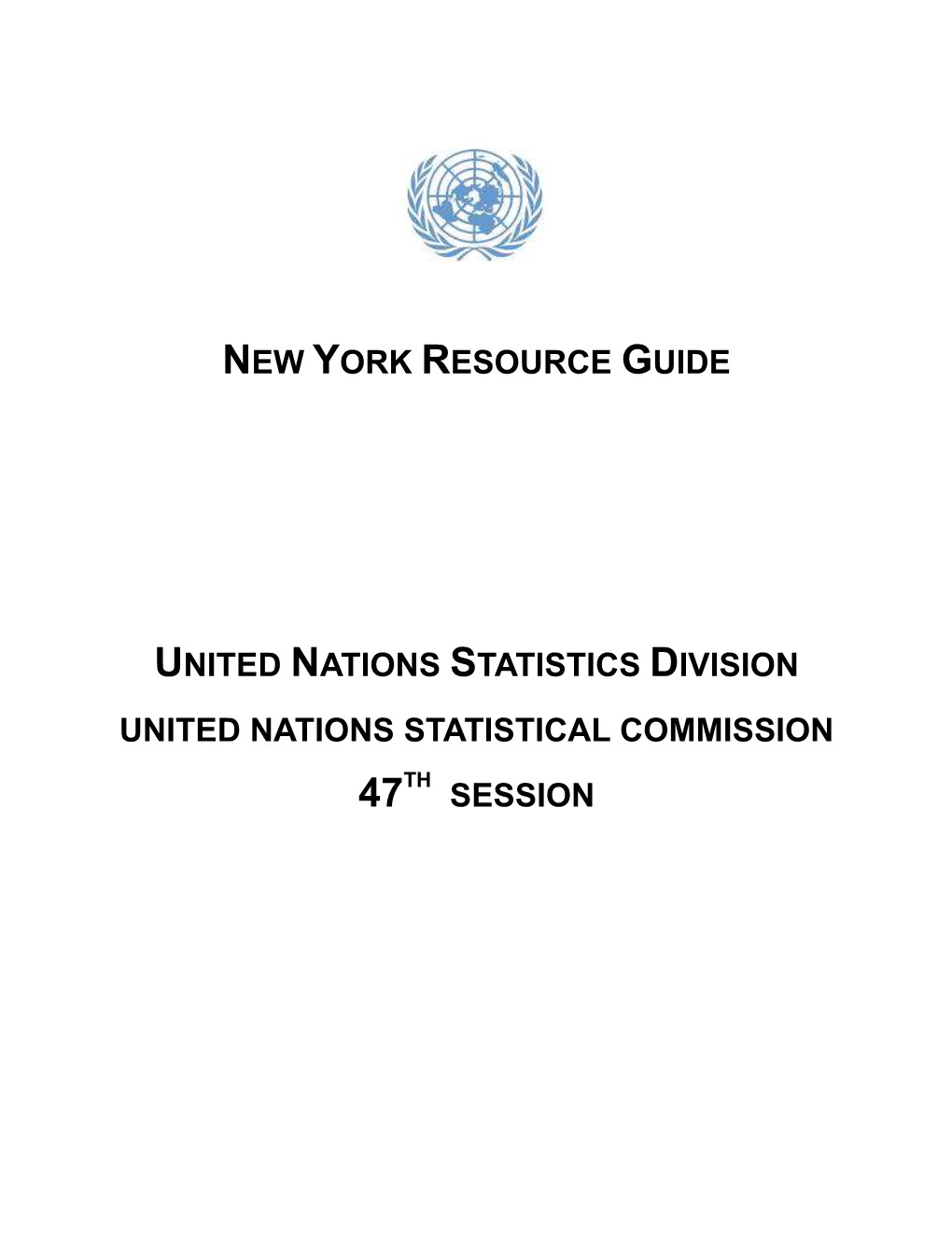 New York Resource Guide United Nations Statistics Division