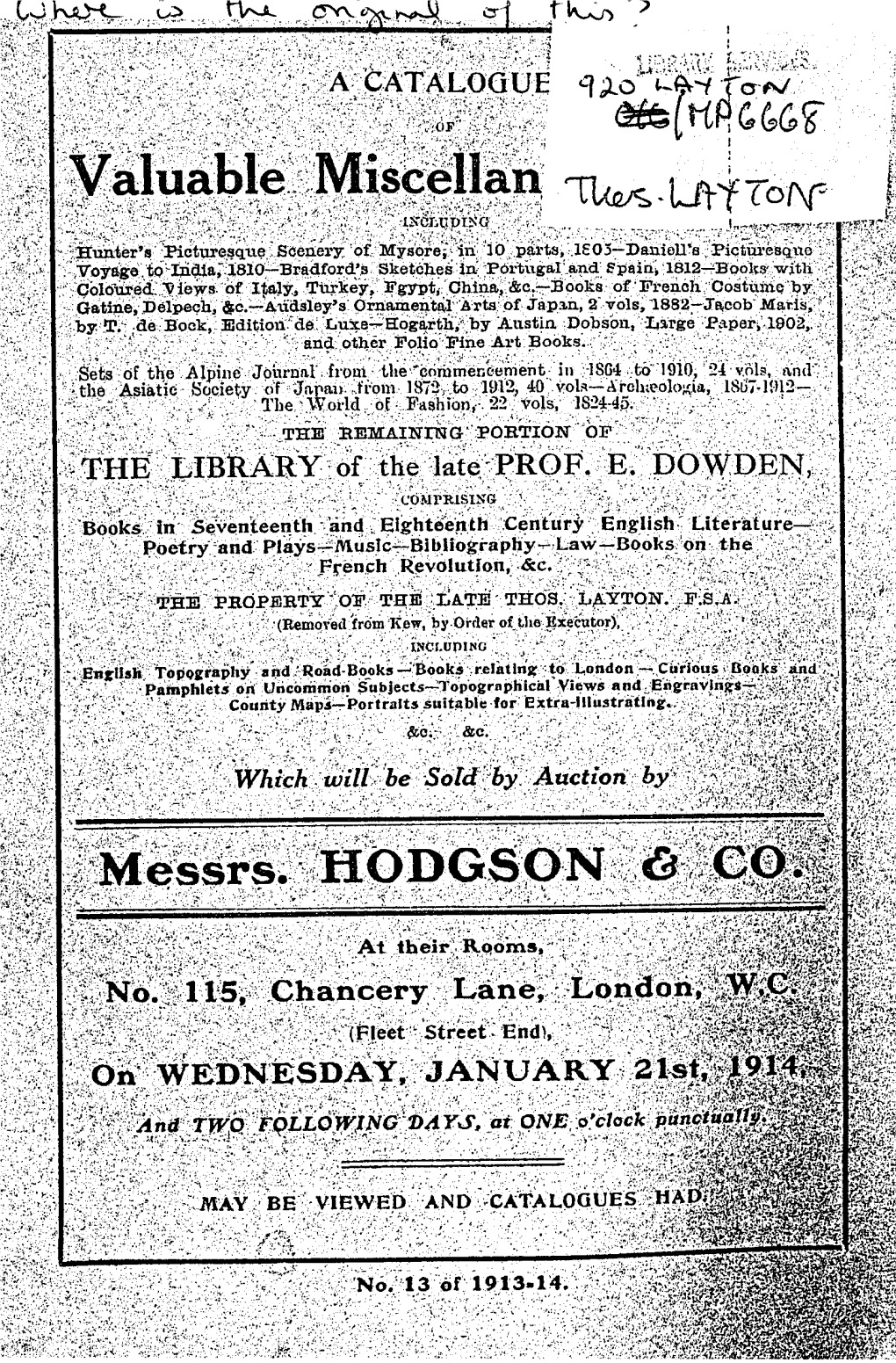 Book Sale 21 January 1914