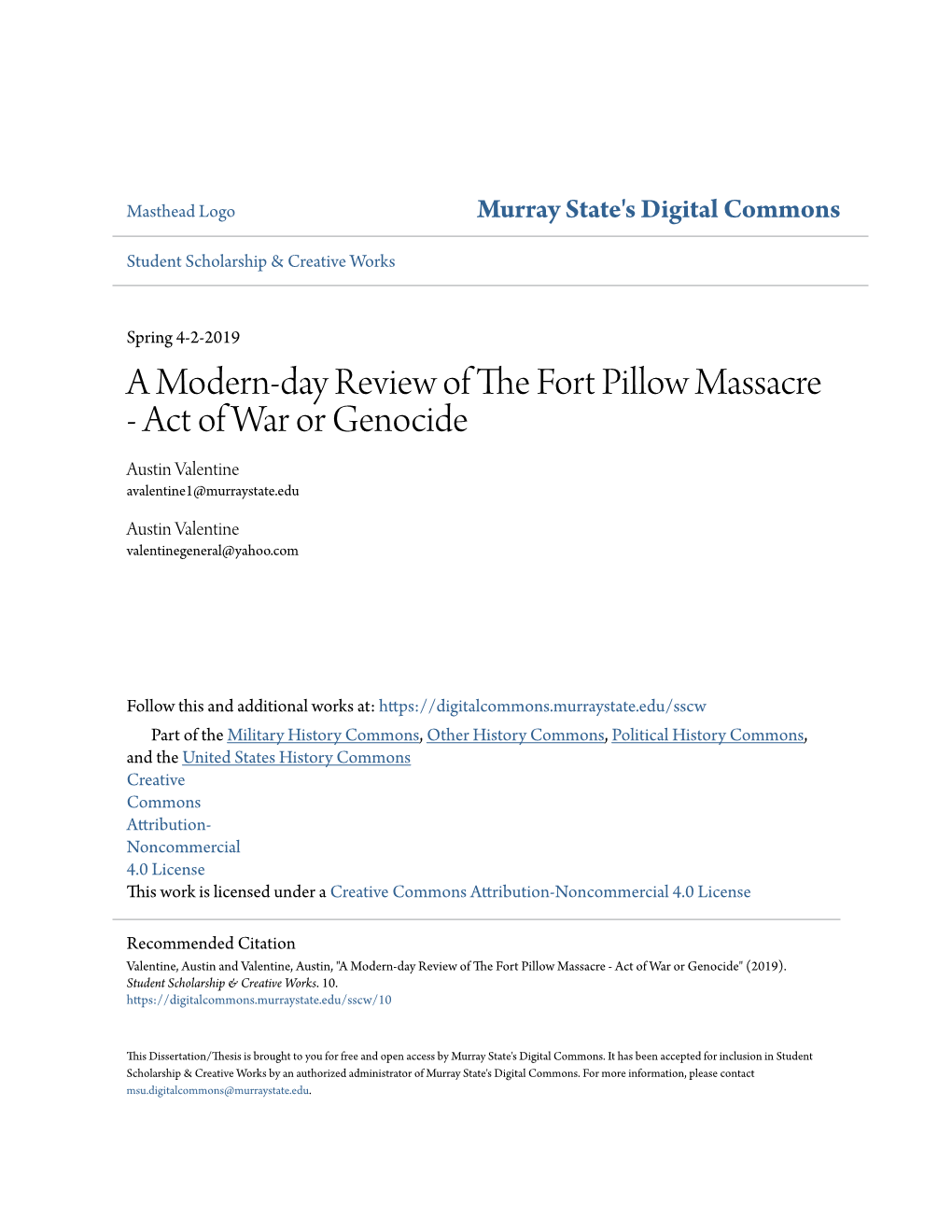 A Modern-Day Review of the Fort Pillow Massacre – Act of War Or Genocide