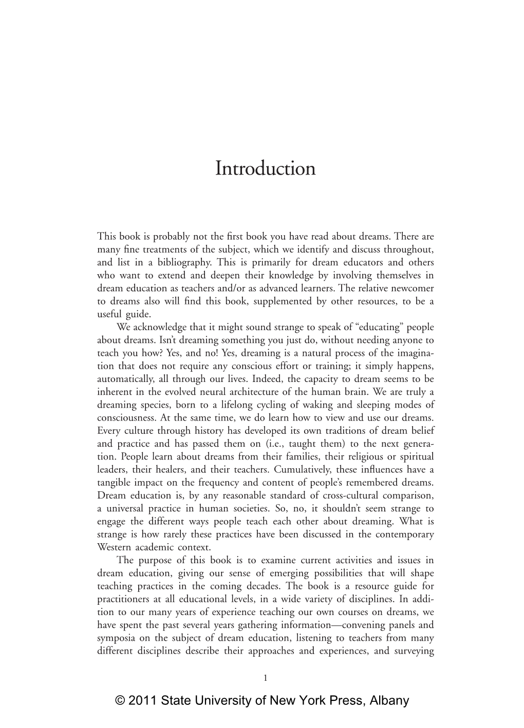 Dreaming in the Classroom the Curricula of Colleges, Universities, and Graduate Institutes