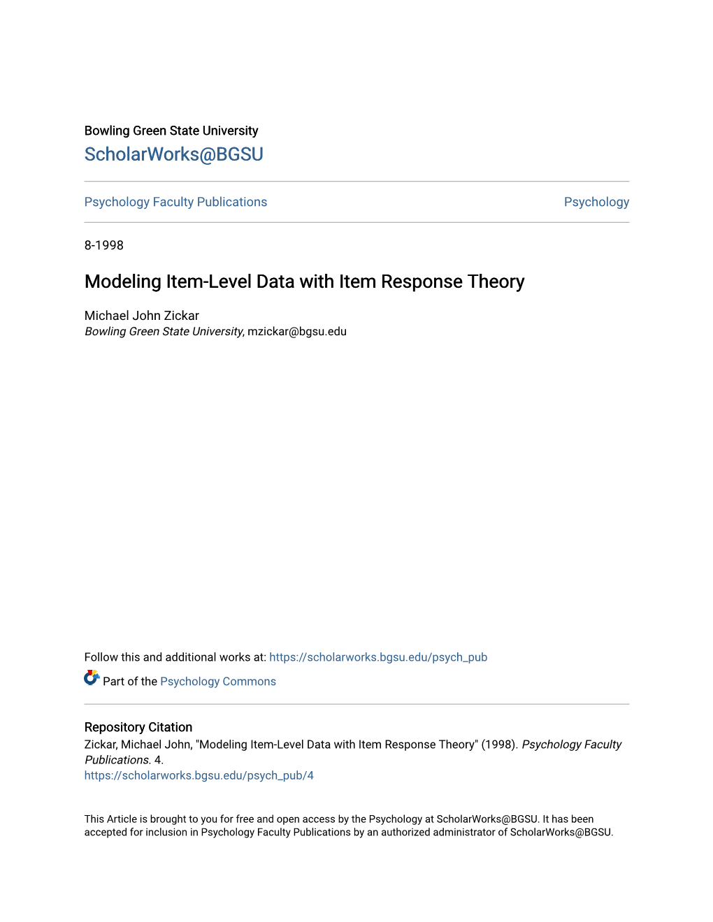 Modeling Item-Level Data with Item Response Theory