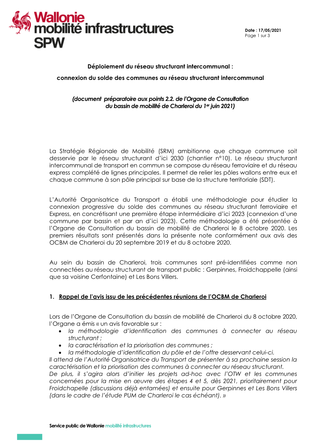 Connexion Du Solde Des Communes Au Réseau Structurant Intercommunal