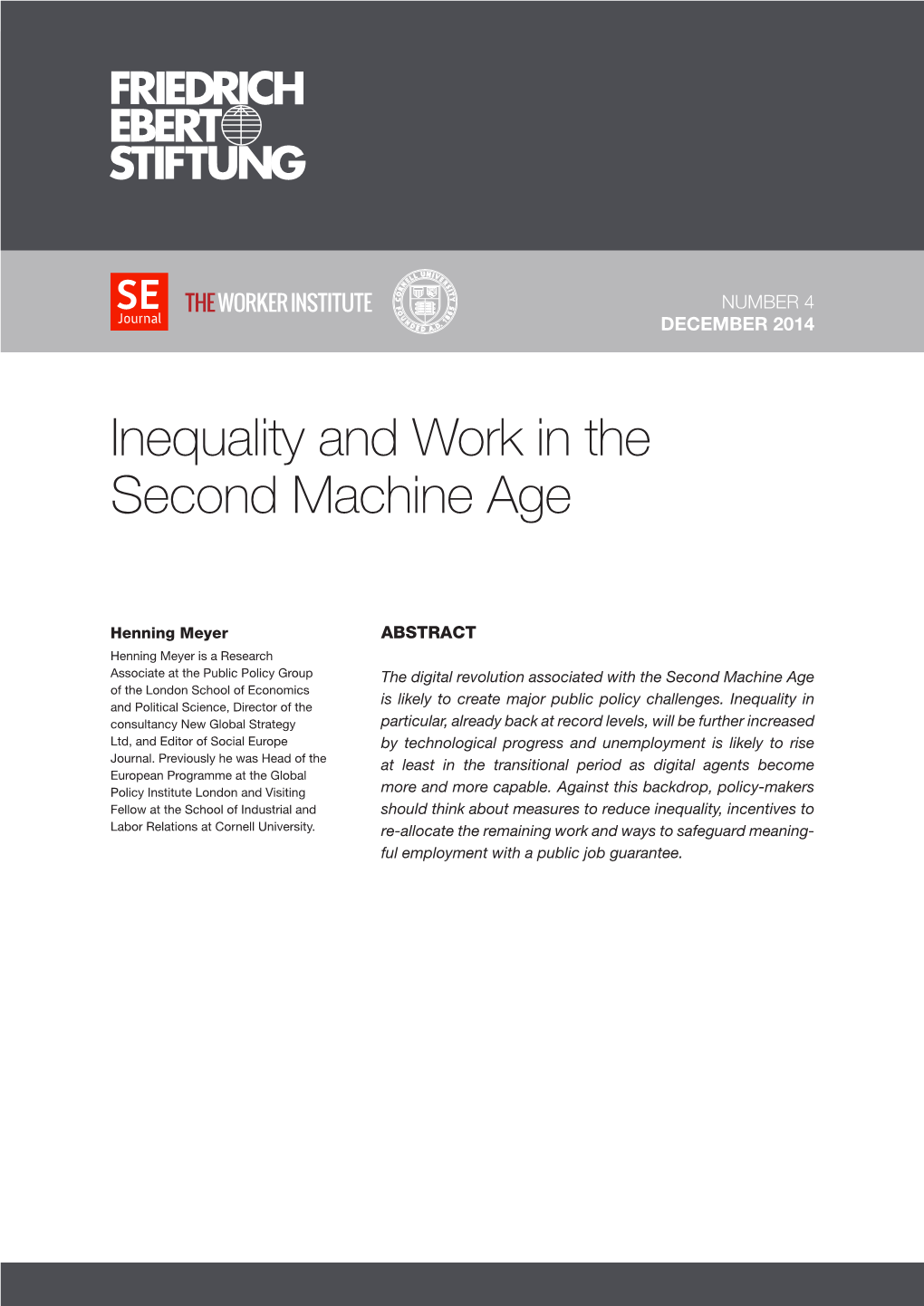 Inequality and Work in the Second Machine Age