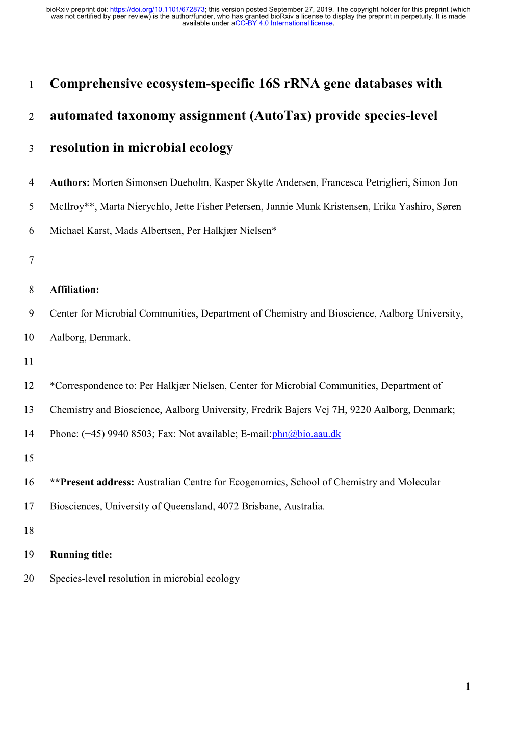 Comprehensive Ecosystem-Specific 16S Rrna Gene Databases With