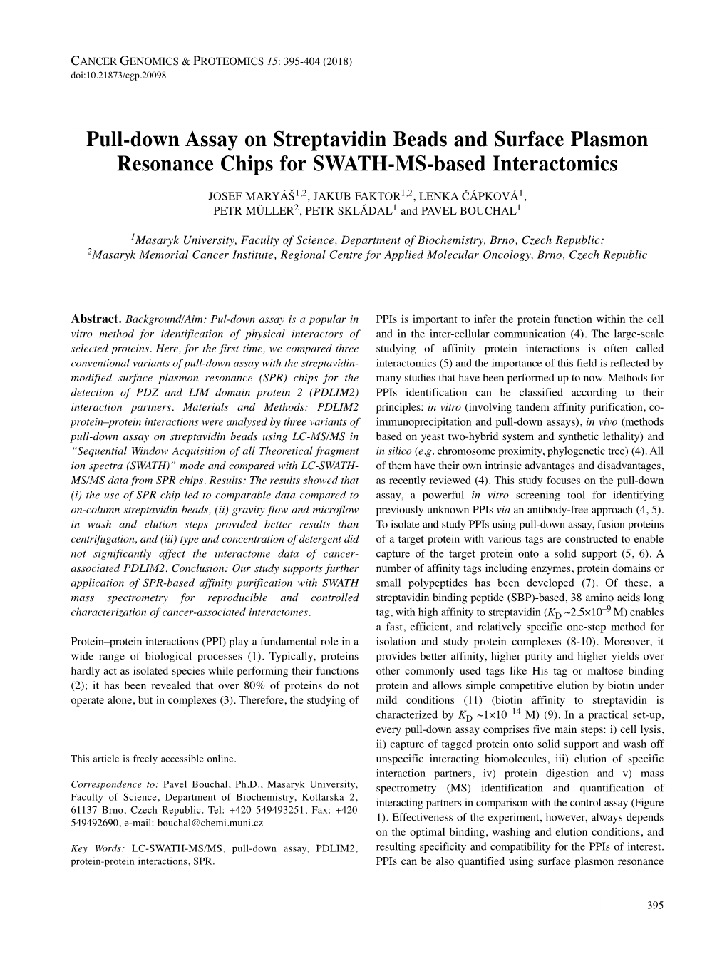 Pull-Down Assay on Streptavidin Beads and Surface Plasmon