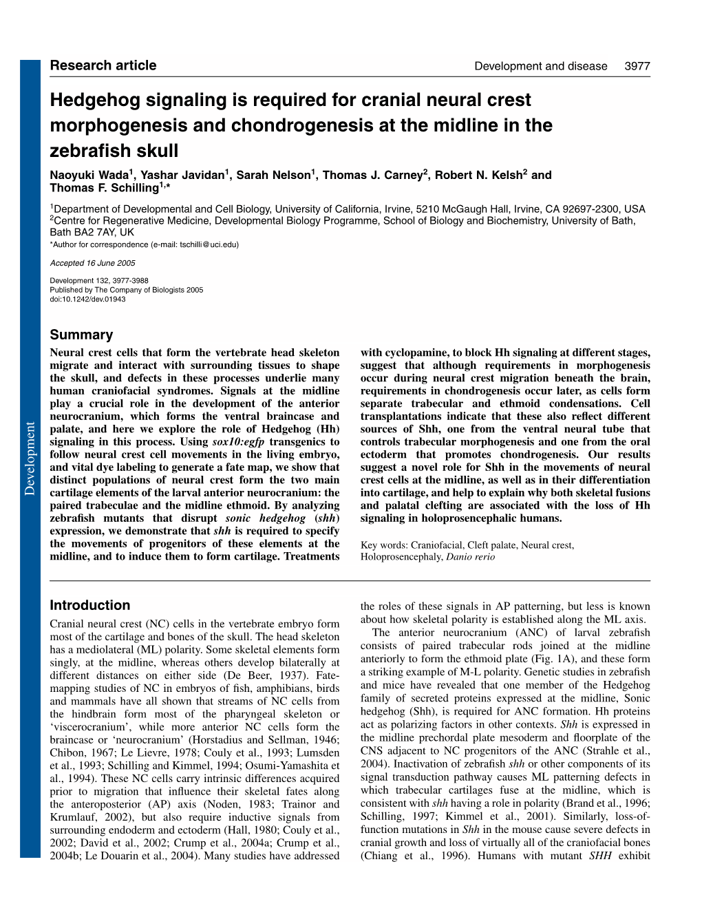 Hedgehog Signaling Is Required for Cranial Neural Crest Morphogenesis