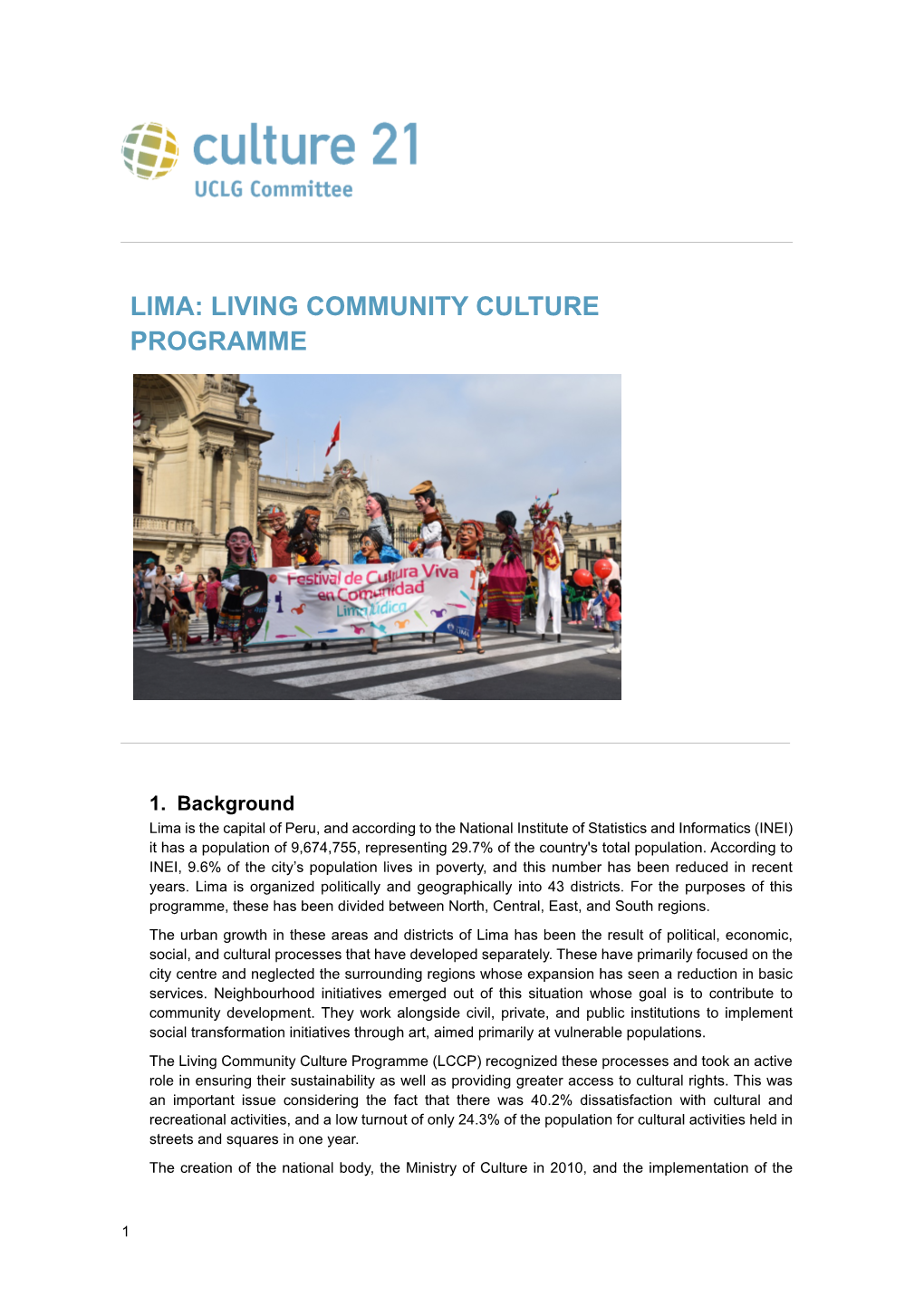 Lima: Living Community Culture Programme