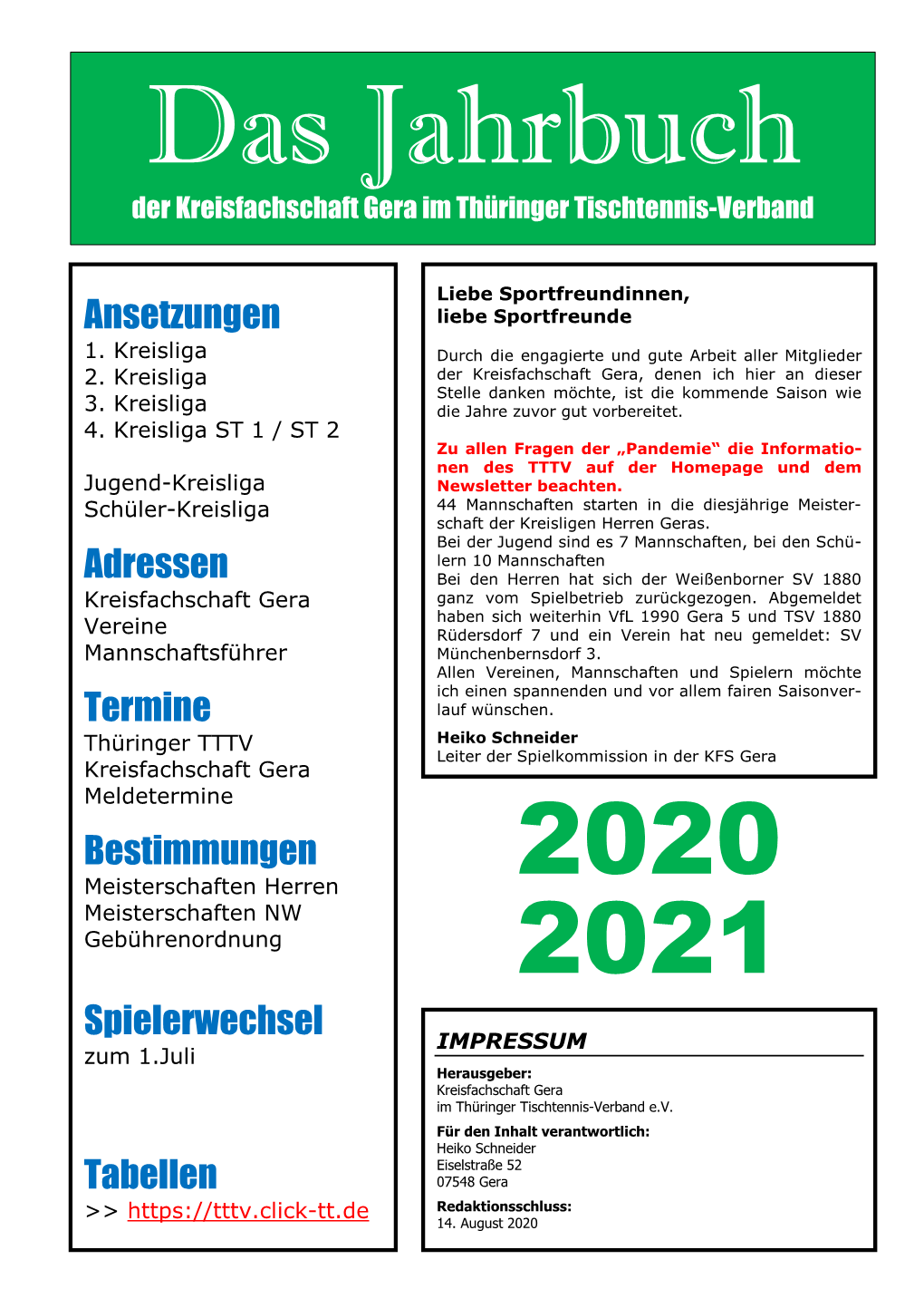 Jahrbuch KFS Gera 2020/2021