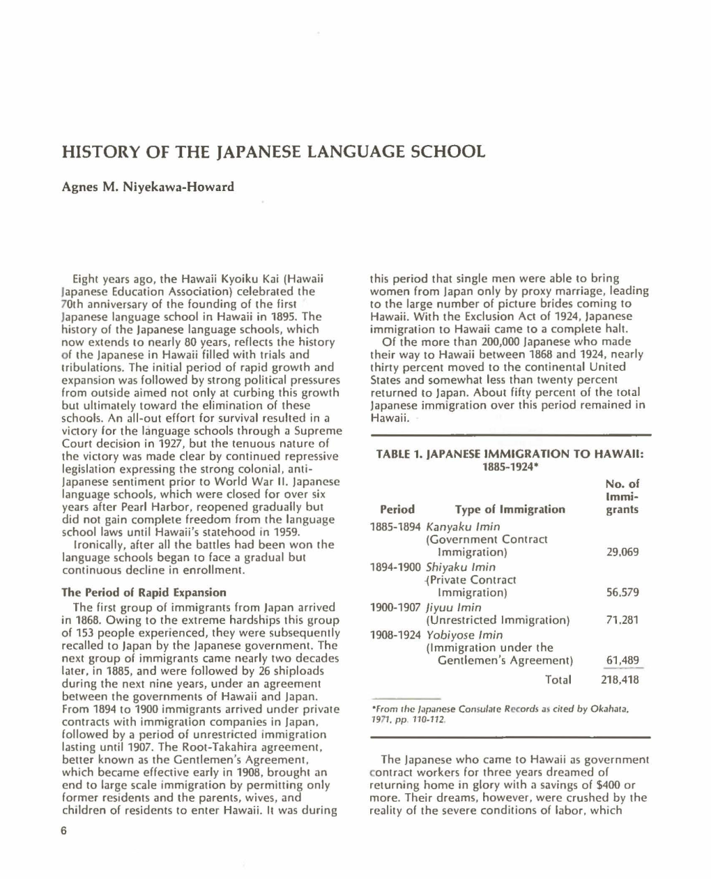 History of the Japanese Language School