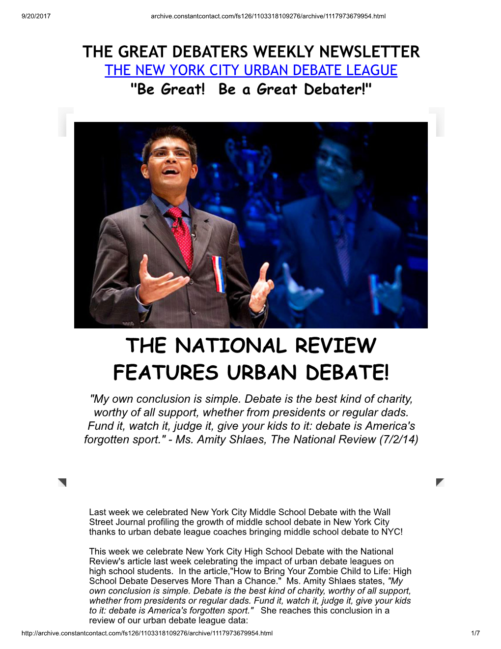 NYC Debate League News 7-19-14
